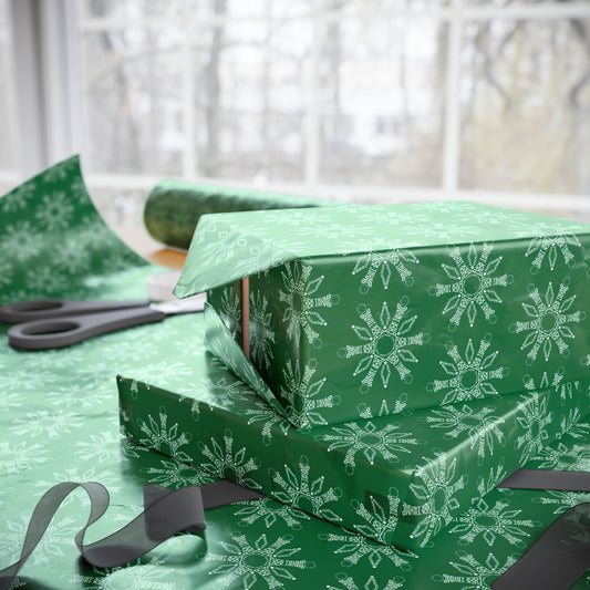 Subtle F*ck Trump Green Snowflake Wrapping Paper