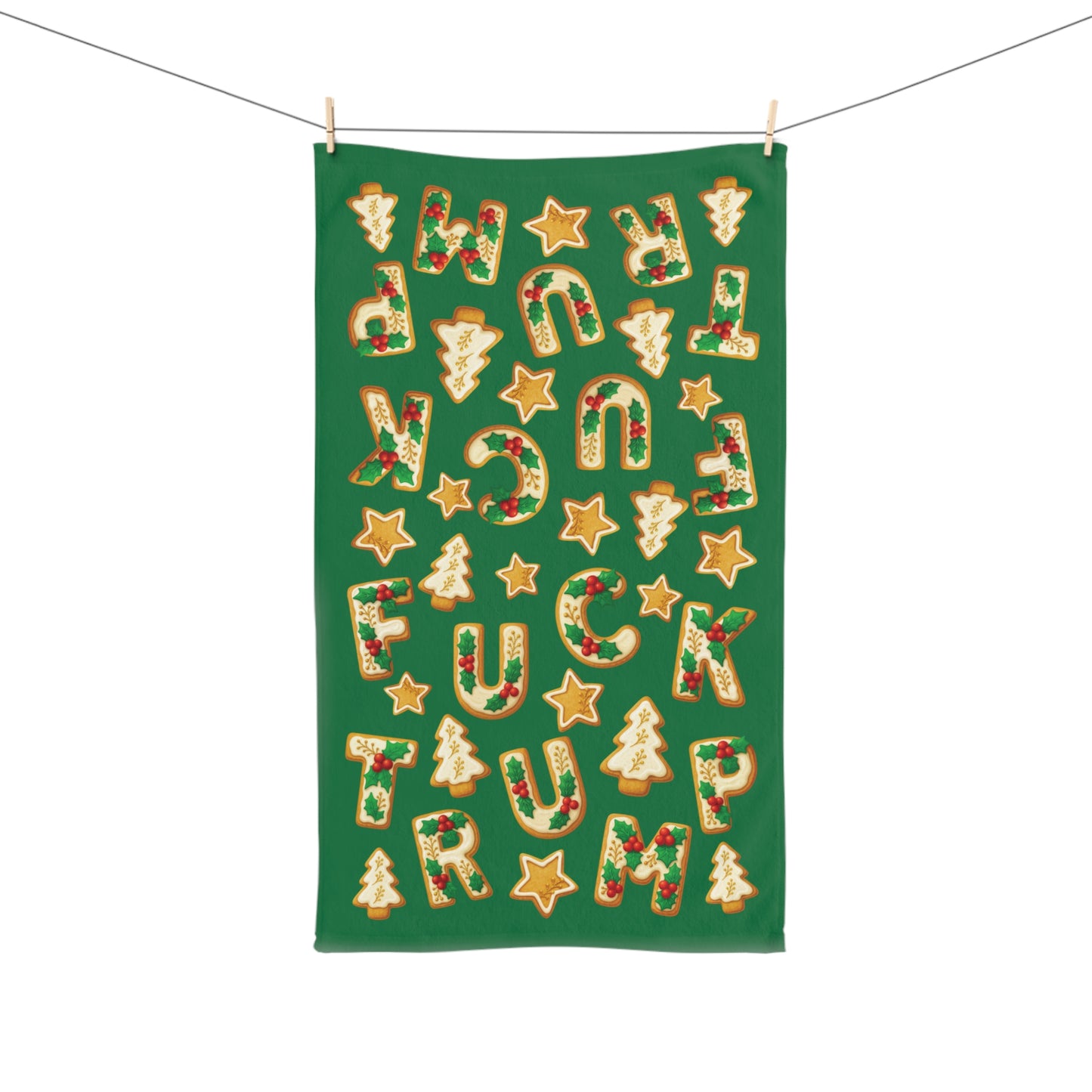 Subtle F*ck Trump Christmas Cookie Hand Towel