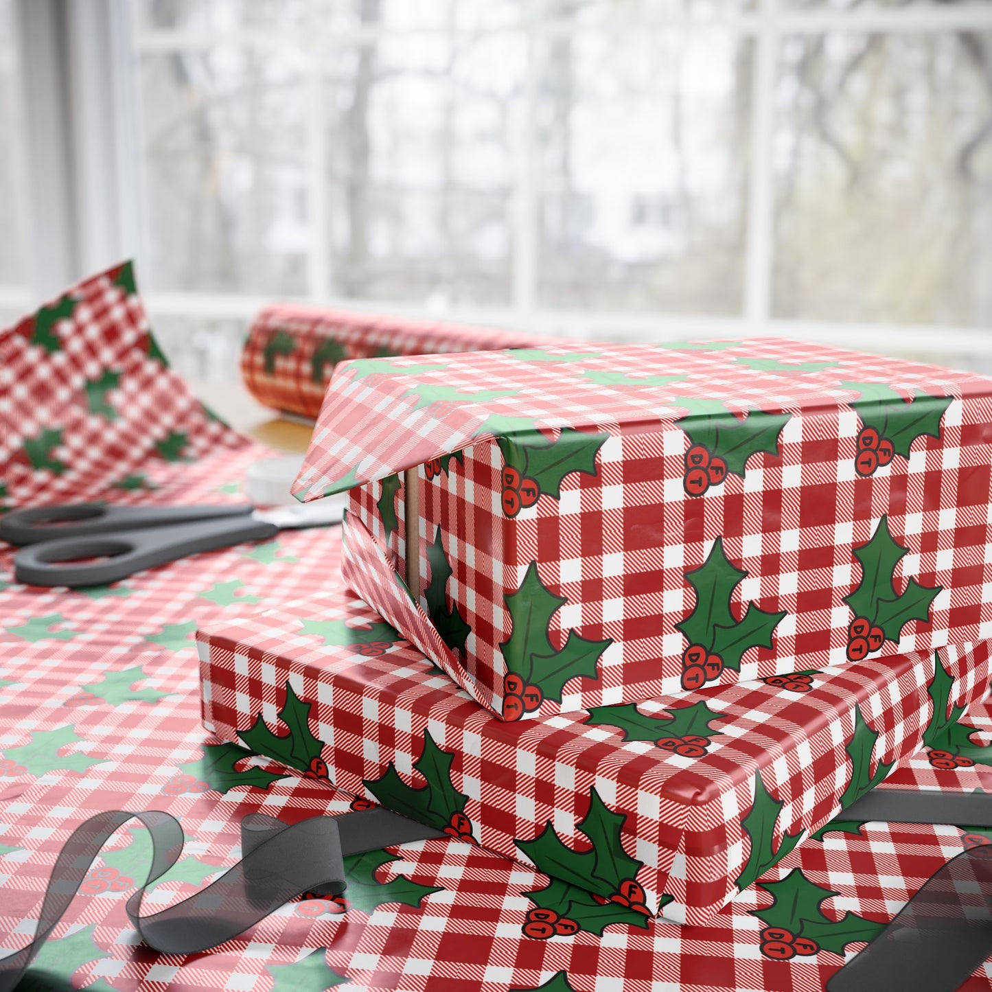 Subtle FDT Christmas Holly Wrapping Paper