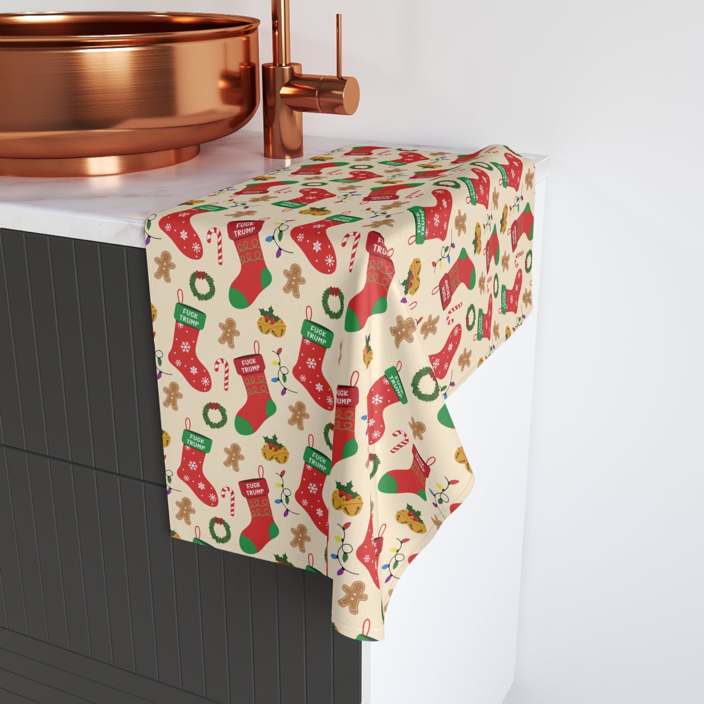 Subtle F*ck Trump Christmas Stocking Hand Towel