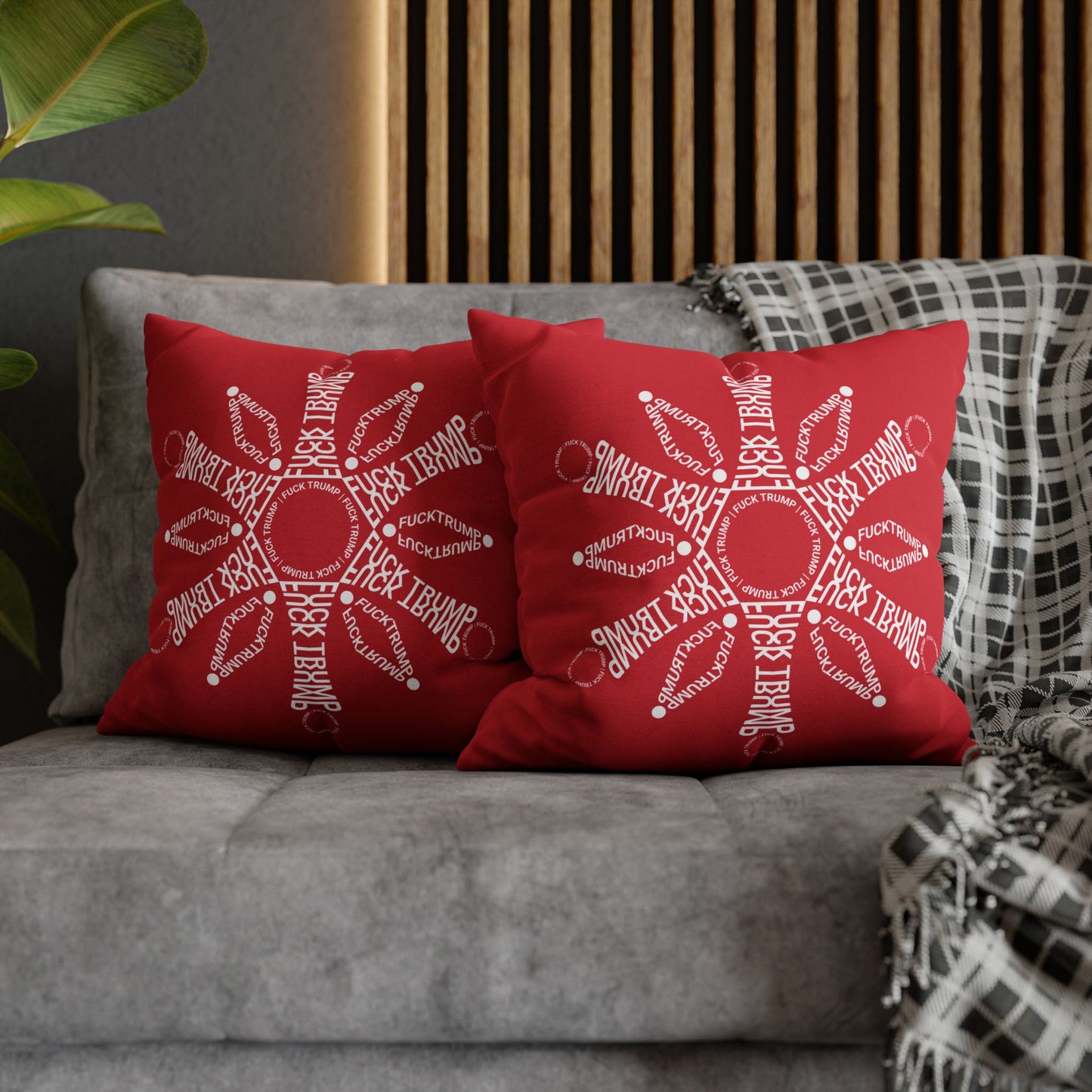 F*ck Trump Winter Snowflake Accent Pillow Cover