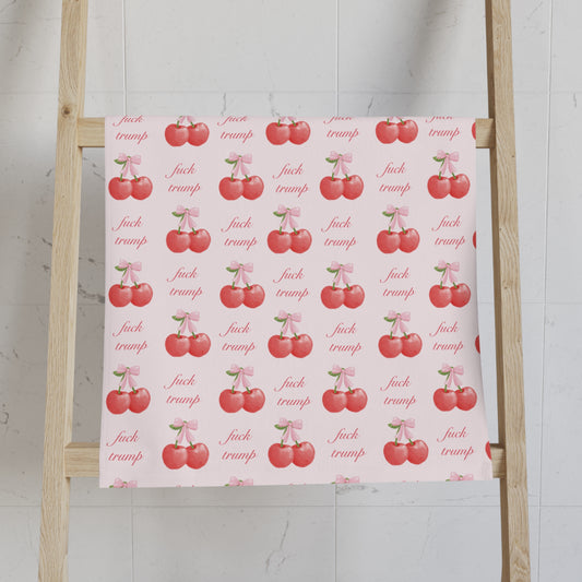 Coquette Cherry F*ck Trump Hand Towel