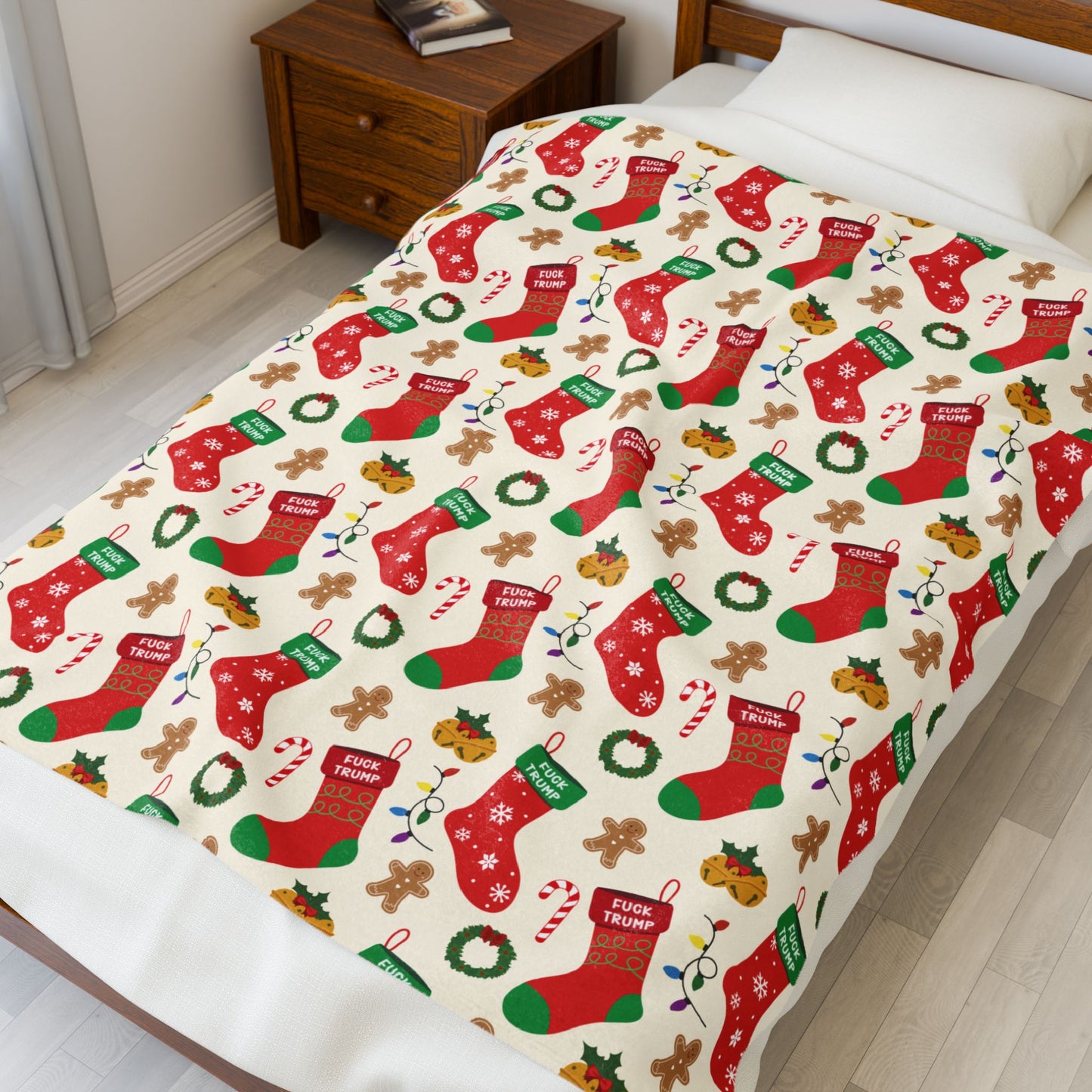 Subtle F*ck Trump Christmas Stocking Velveteen Plush Blanket