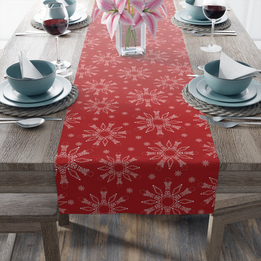 Subtle F*ck Trump Red Snowflake Table Runner