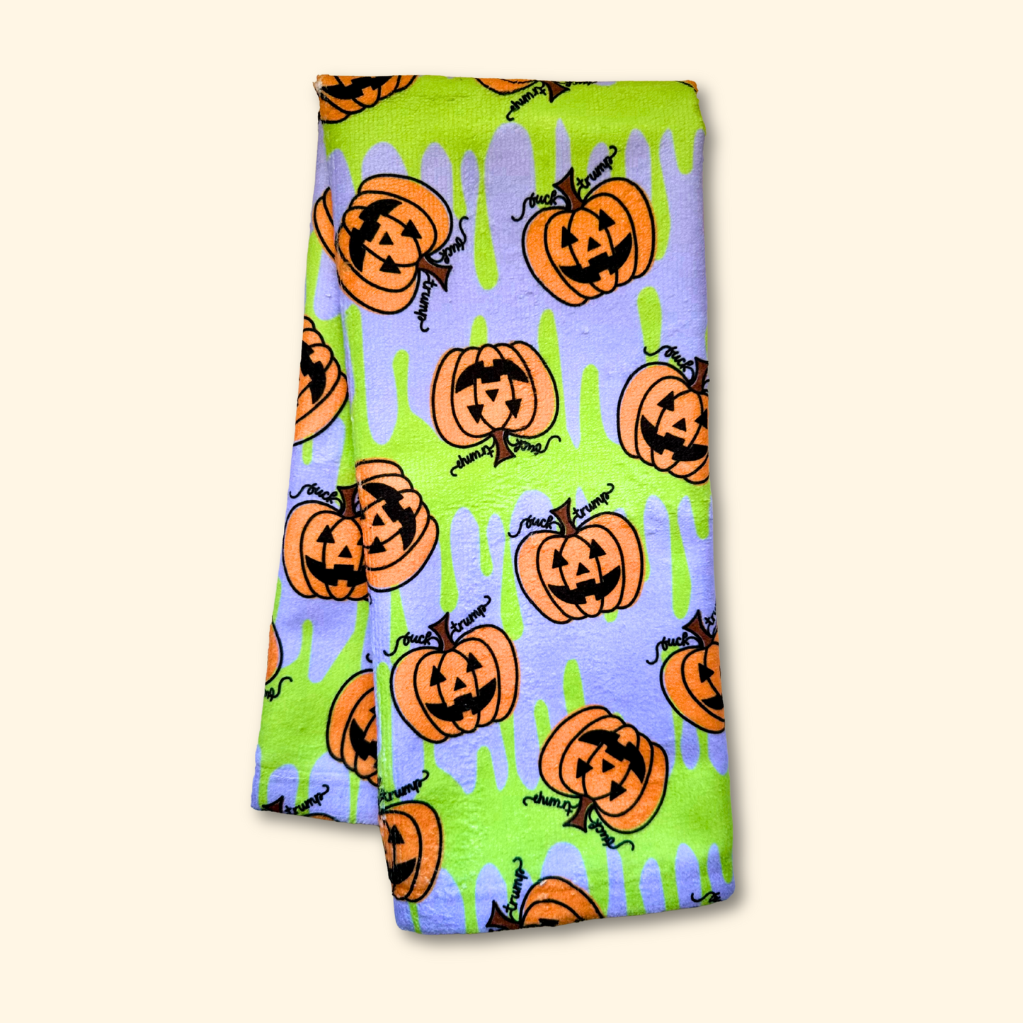 Subtle F*ck Trump Jack-O-Lantern Slime Hand Towel