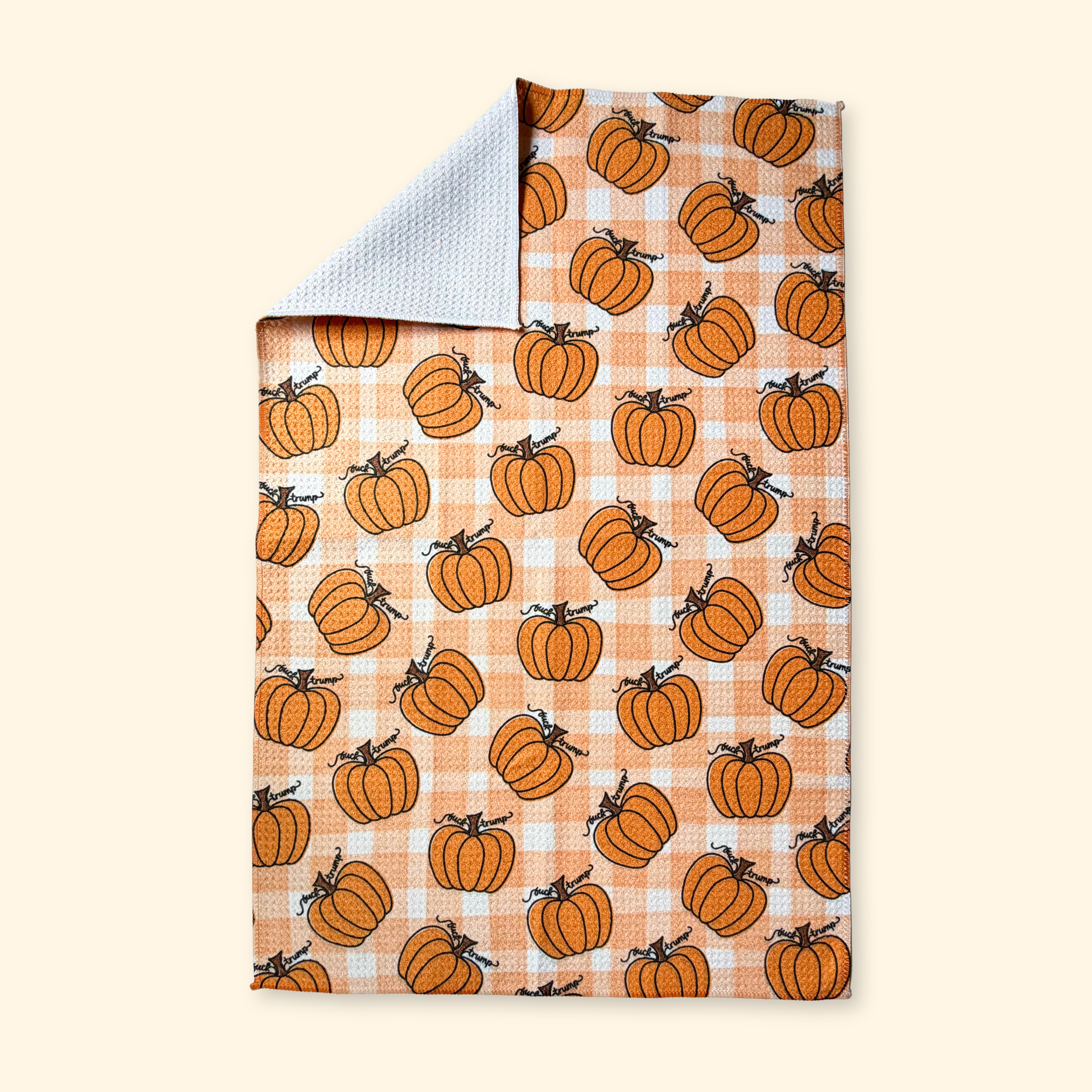 F*ck Trump Pumpkin Waffle Weave Kitchen Towel