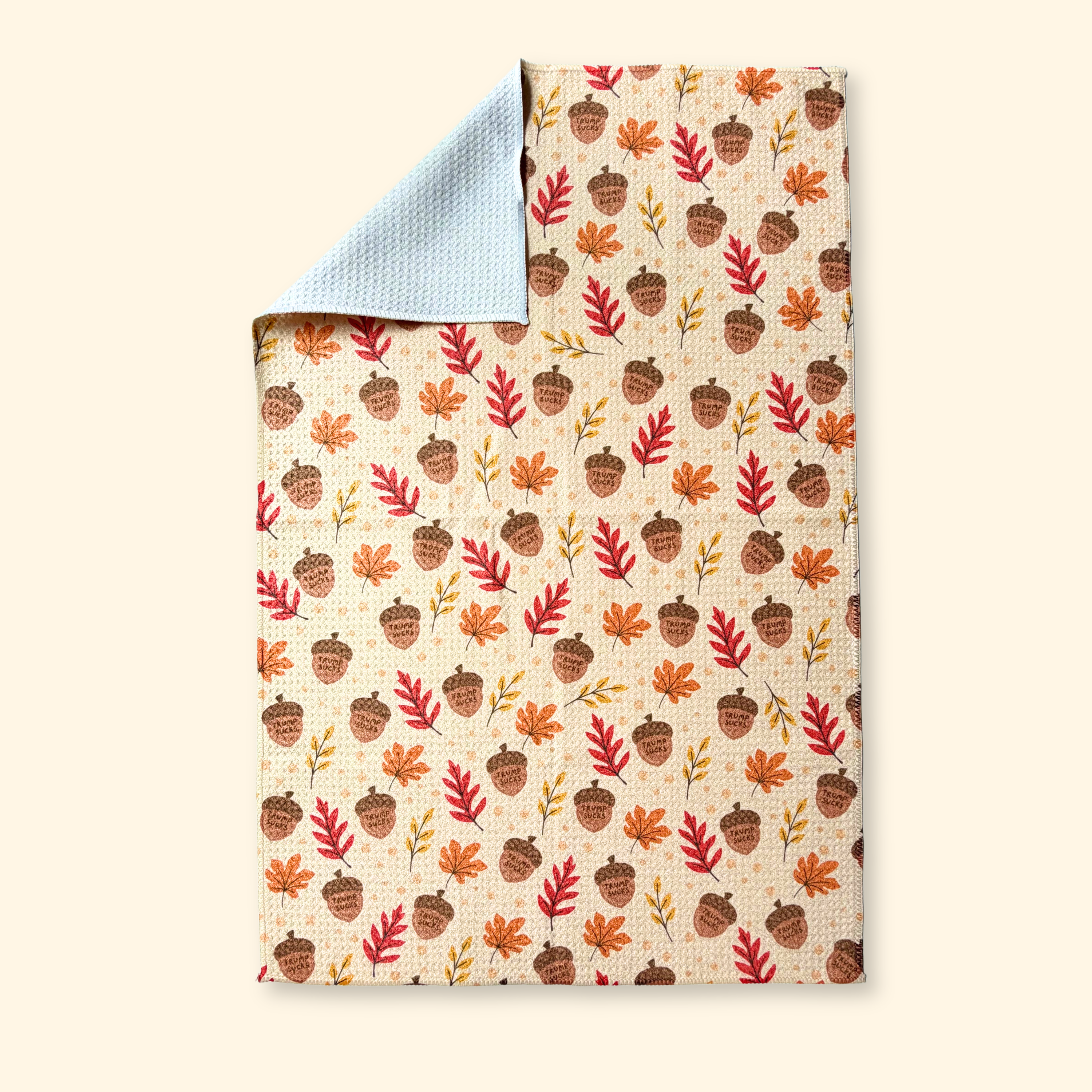 F*ck Trump Fall Acorns Waffle Weave Kitchen Towel