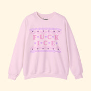 F*ck ICE Pink sweatshirt with graphic design on a white background