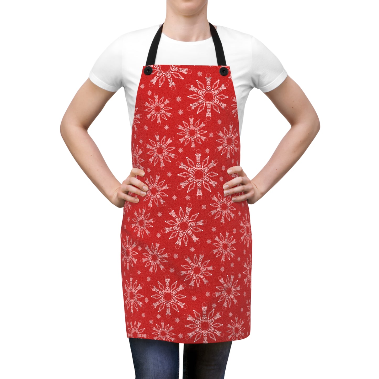 Subtle F*ck Trump Red Winter Snowflakes Cooking Apron