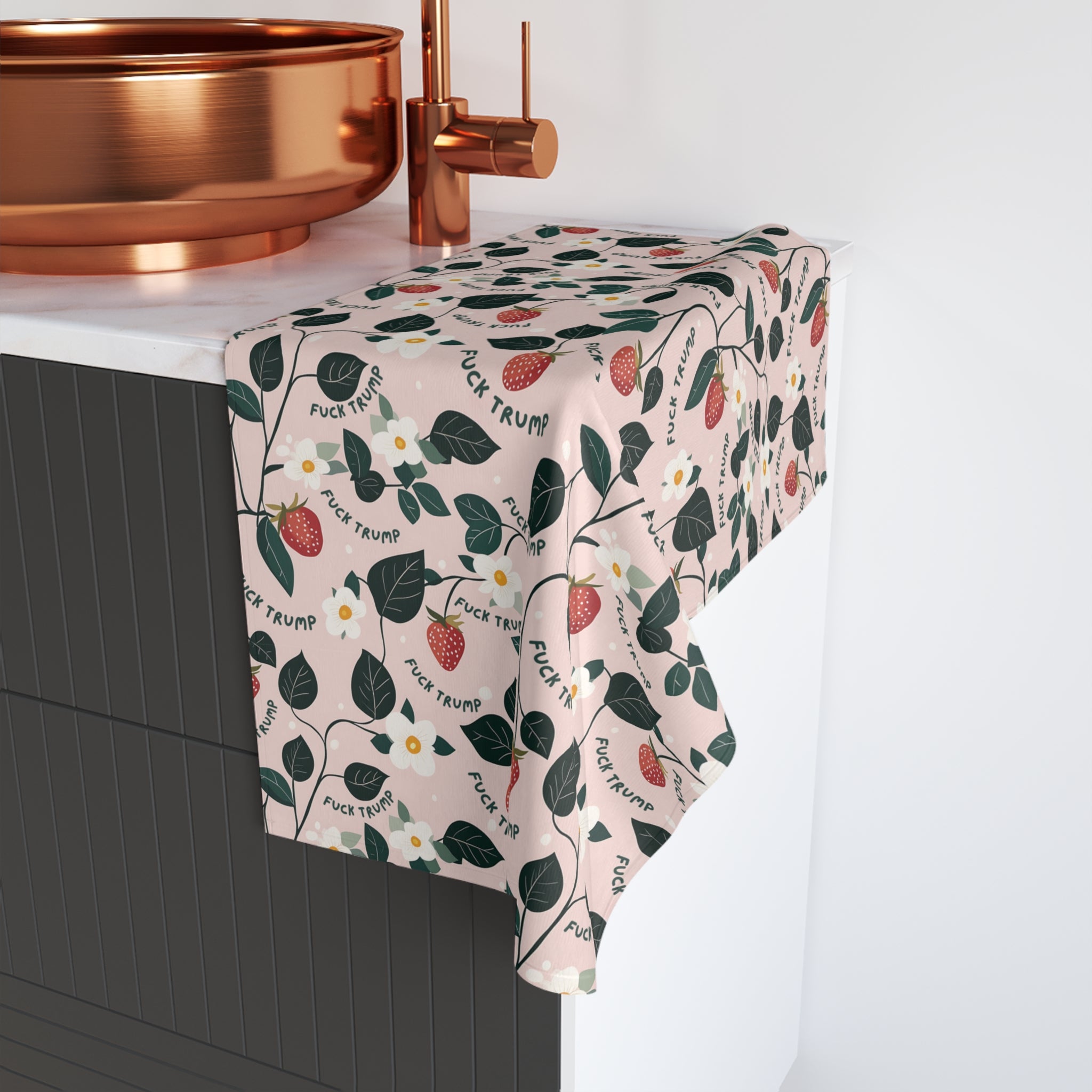 Classic Strawberry F*ck Trump Hand Towel