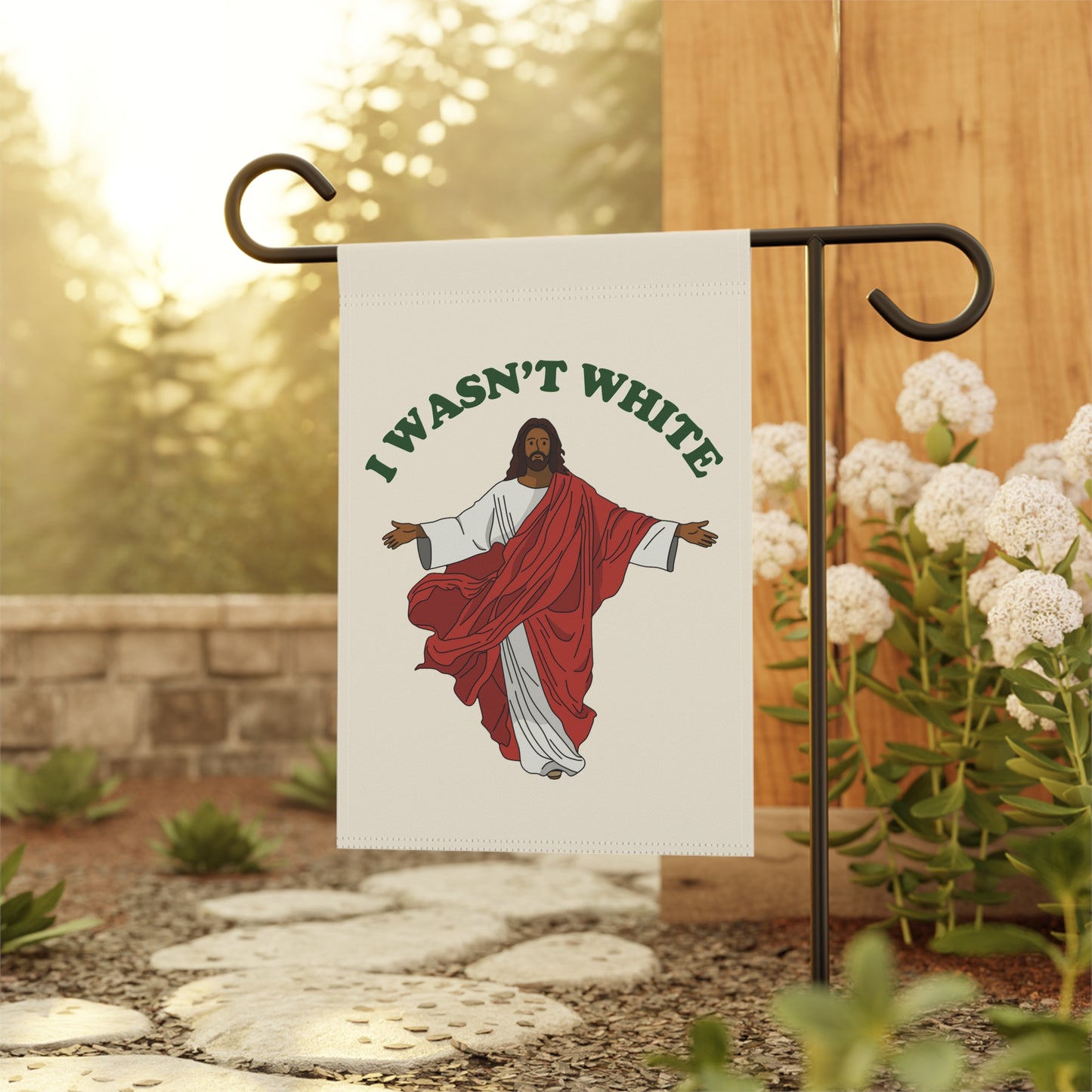 Funny Jesus Wasn't White Christmas Garden Flag