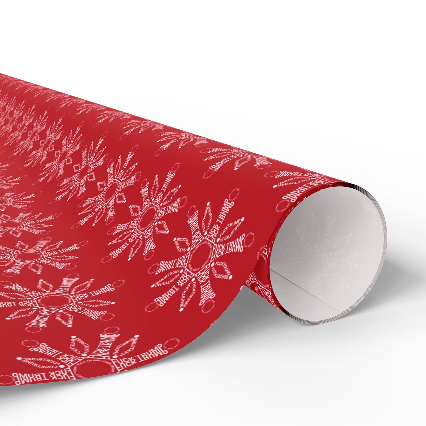Subtle F*ck Trump Red Snowflake Wrapping Paper