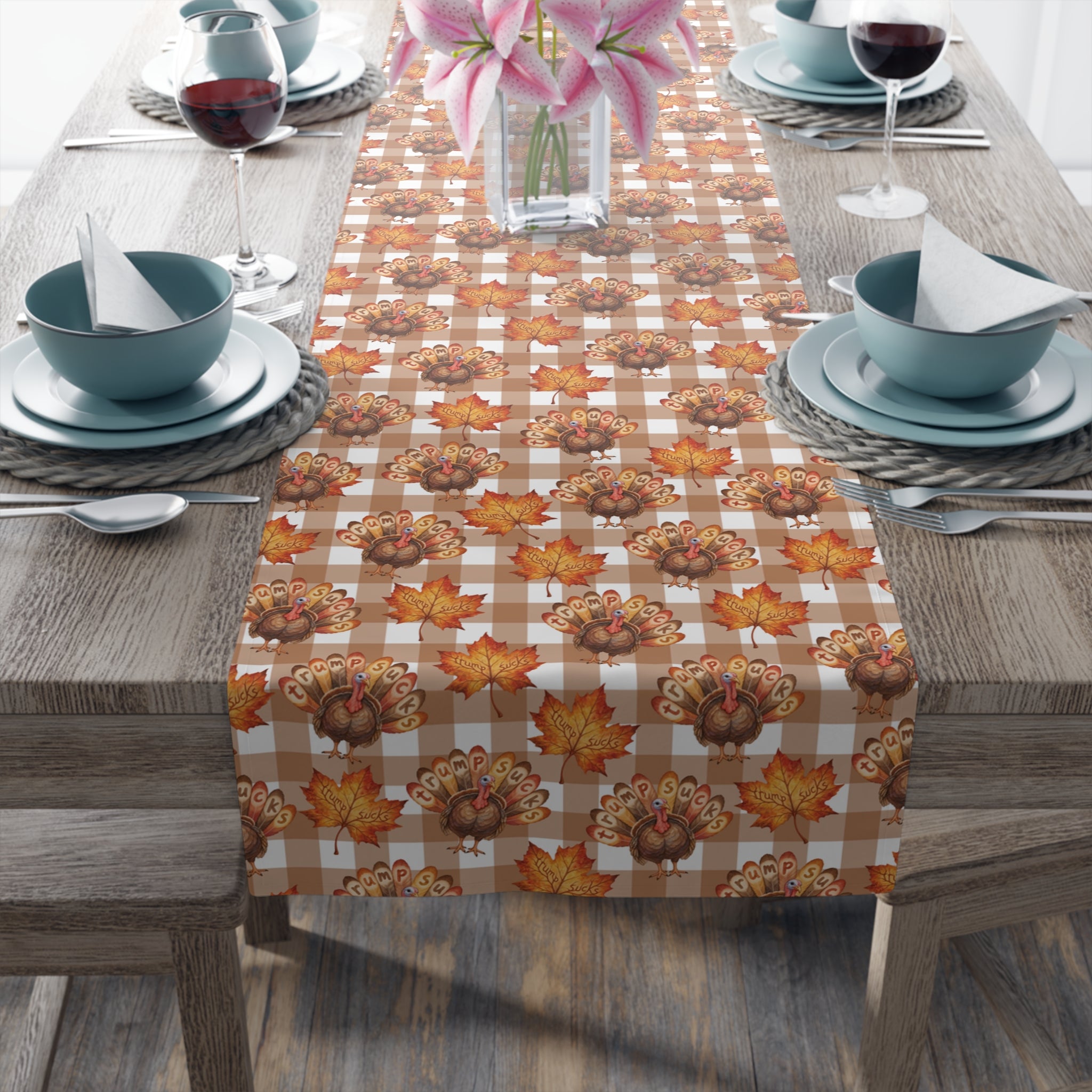 Subtle Trump Sucks Thanksgiving Turkey Table Runner