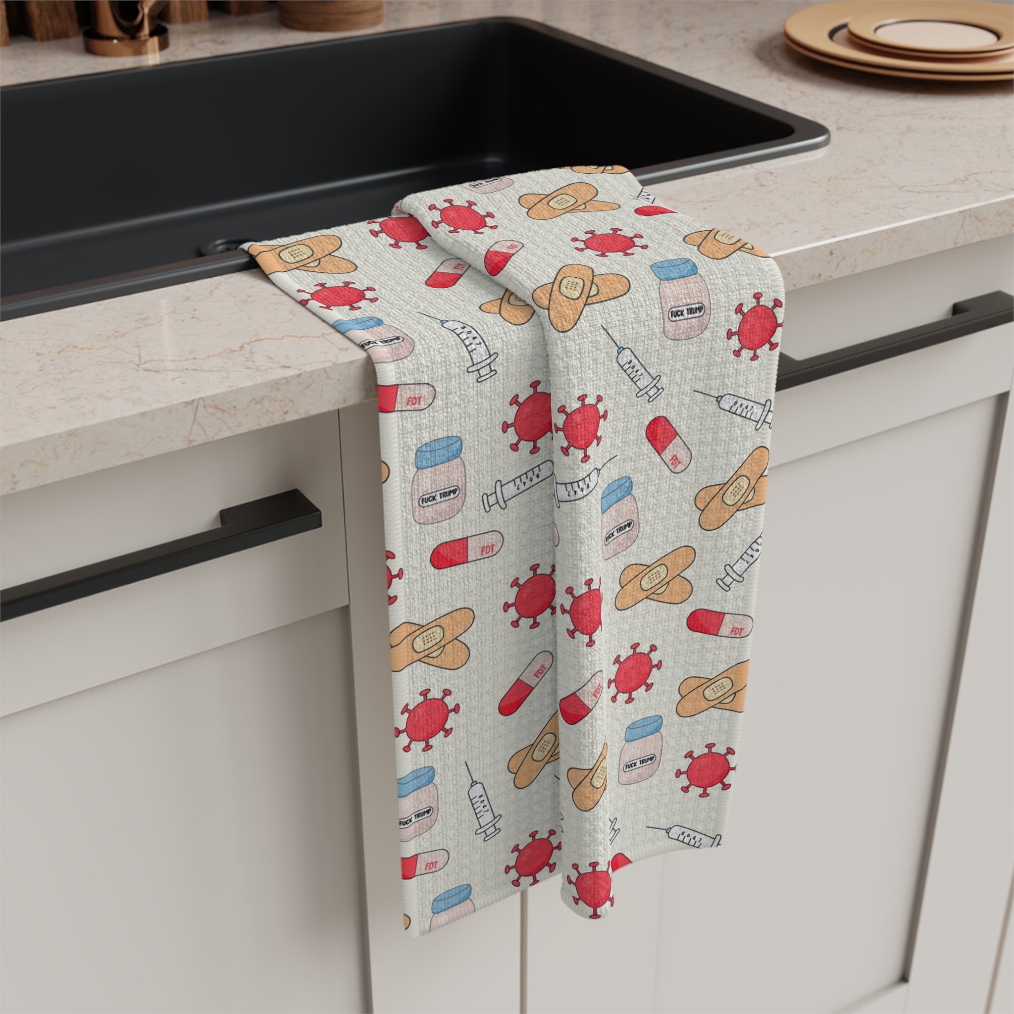 F*ck Trump Medical Supplies Waffle Weave Kitchen Towel