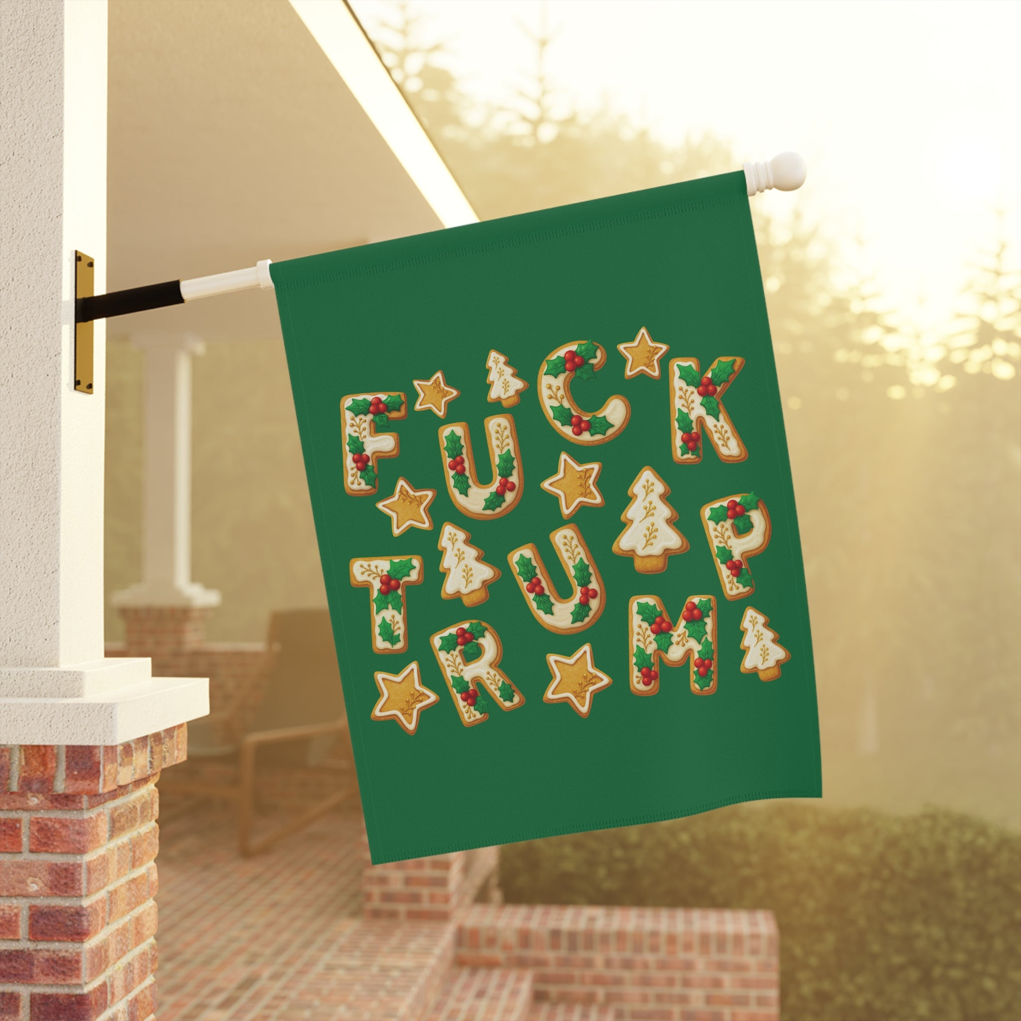 Subtle F*ck Trump Christmas Cookie Garden Flag