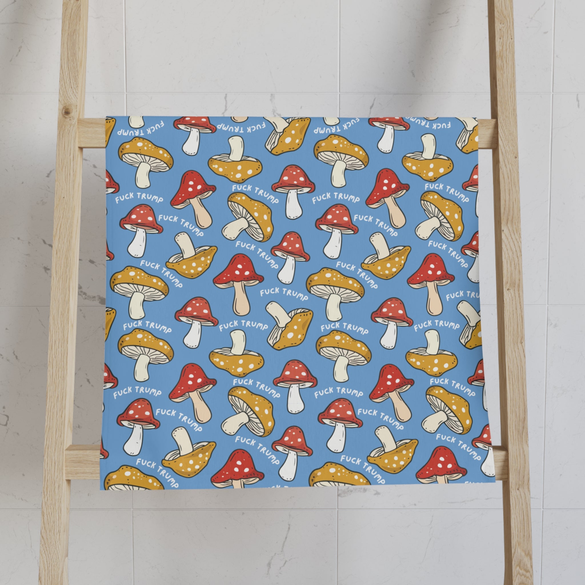 F*ck Trump Blue Mushroom Hand Towel