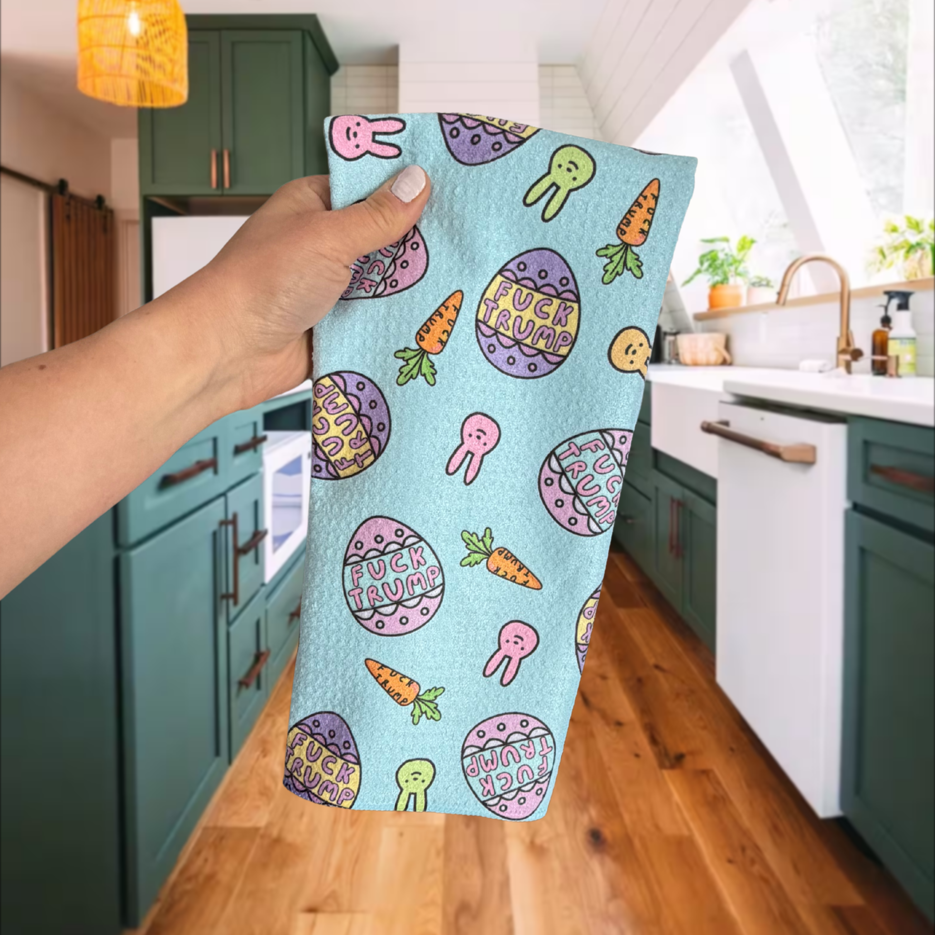F*ck Trump Easter Waffle Weave Kitchen Towel