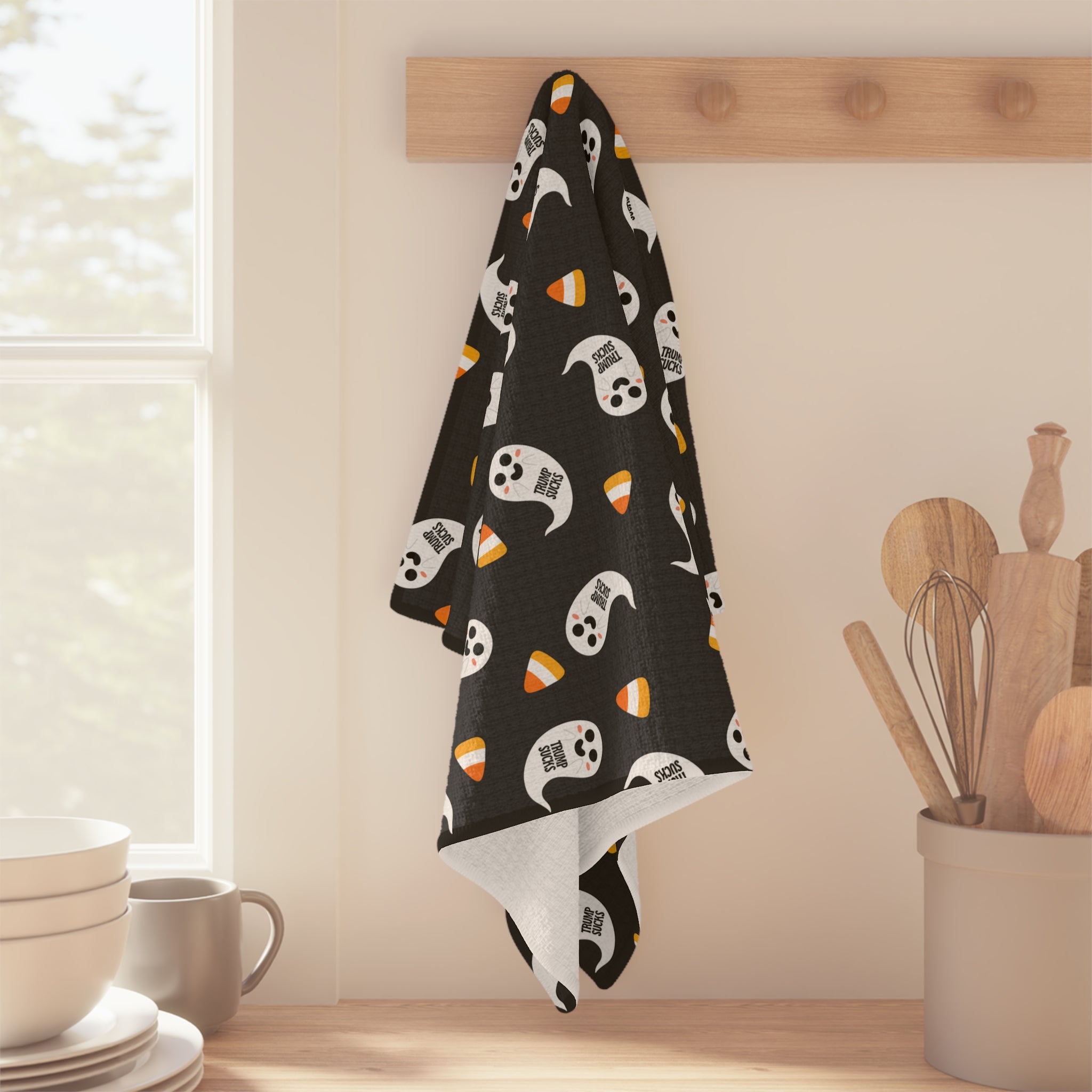 Trump Sucks Halloween Ghost Waffle Weave Kitchen Towel