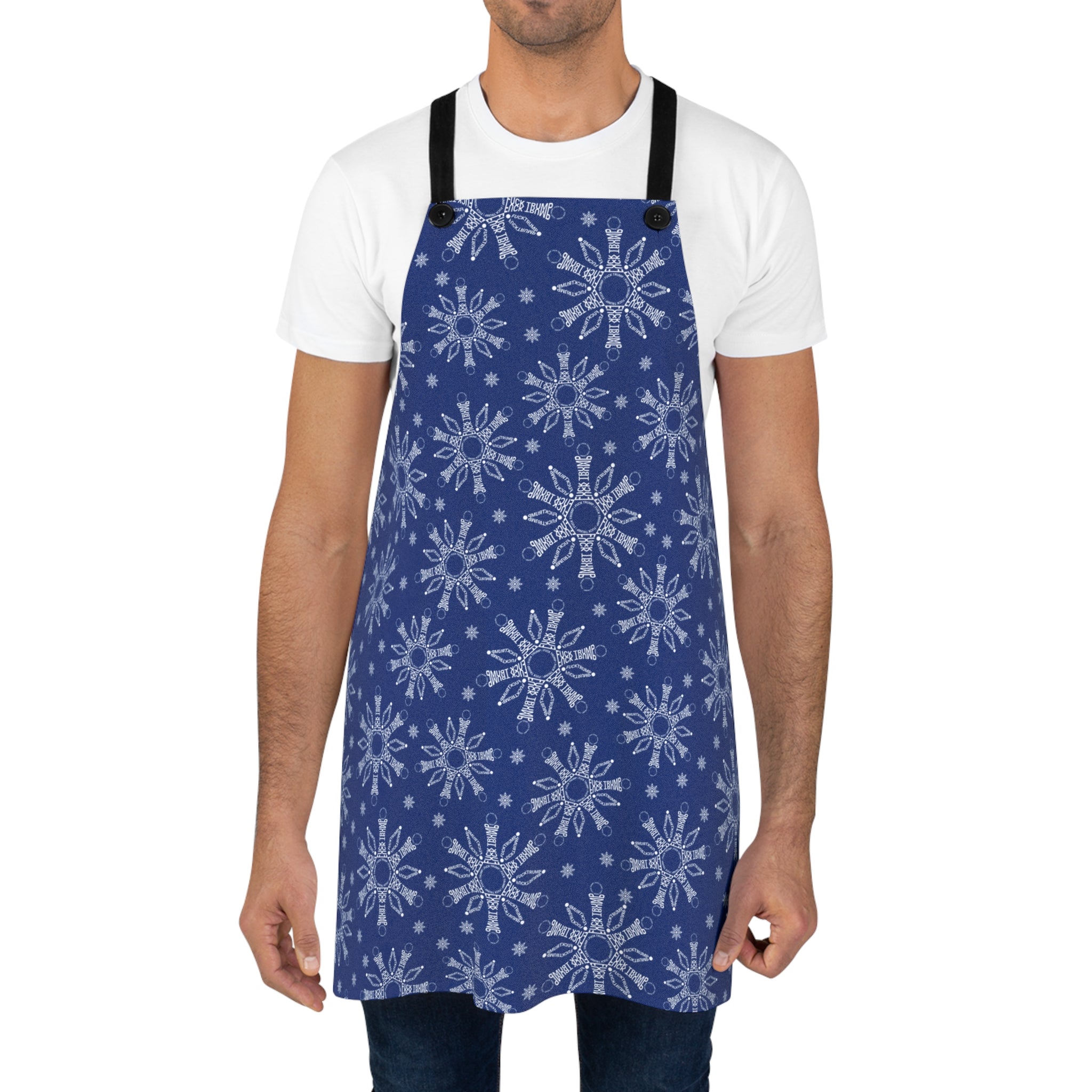 Subtle F*ck Trump Blue Winter Snowflakes Cooking Apron