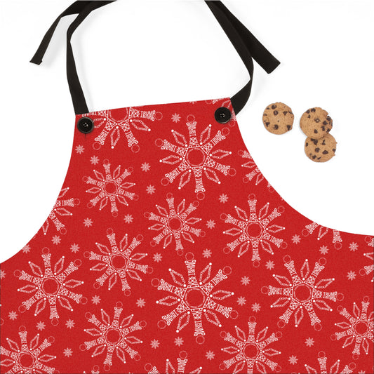 Subtle F*ck Trump Red Winter Snowflakes Cooking Apron