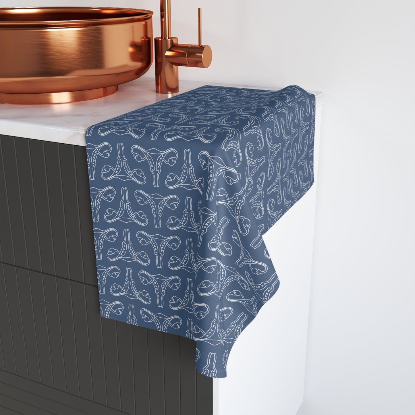 Blue F*ck Trump Uterus Hand Towel