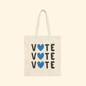 Tri Vote Blue Heart Cotton Tote Bag