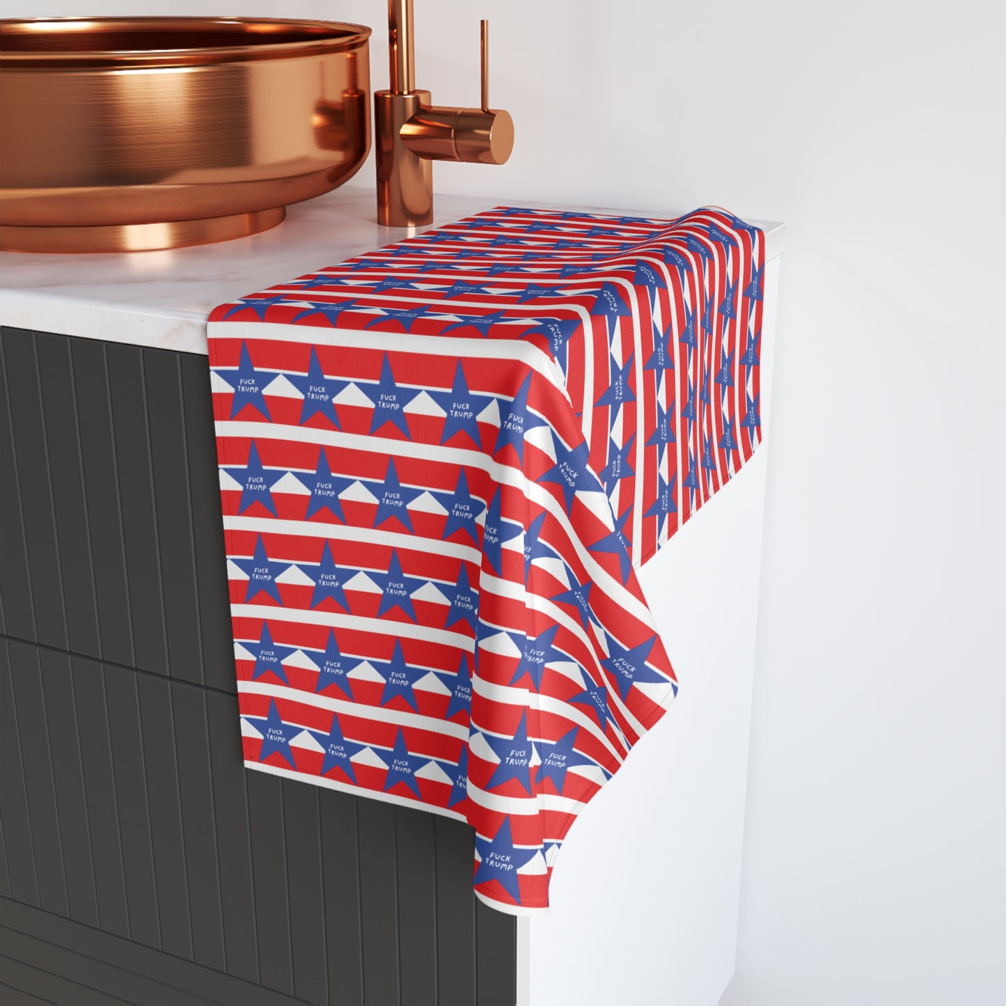 Subtle F*ck Trump Stars and Stripes Hand Towel