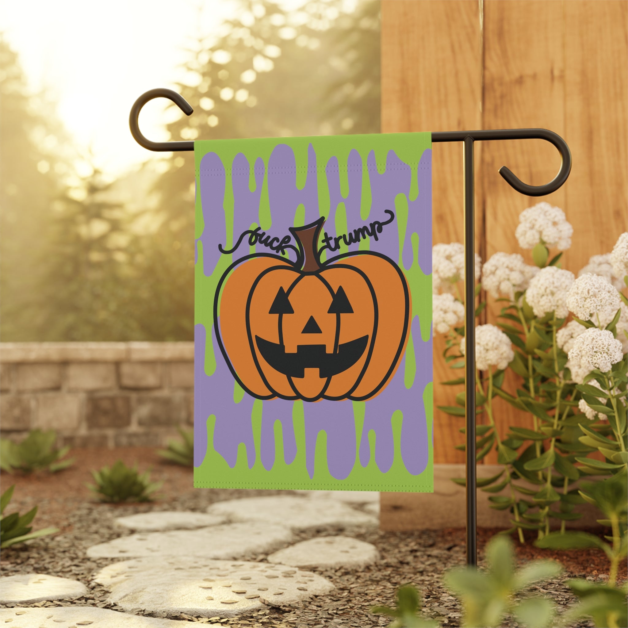 F*ck Trump Jack-O-Lantern Slime Garden Flag