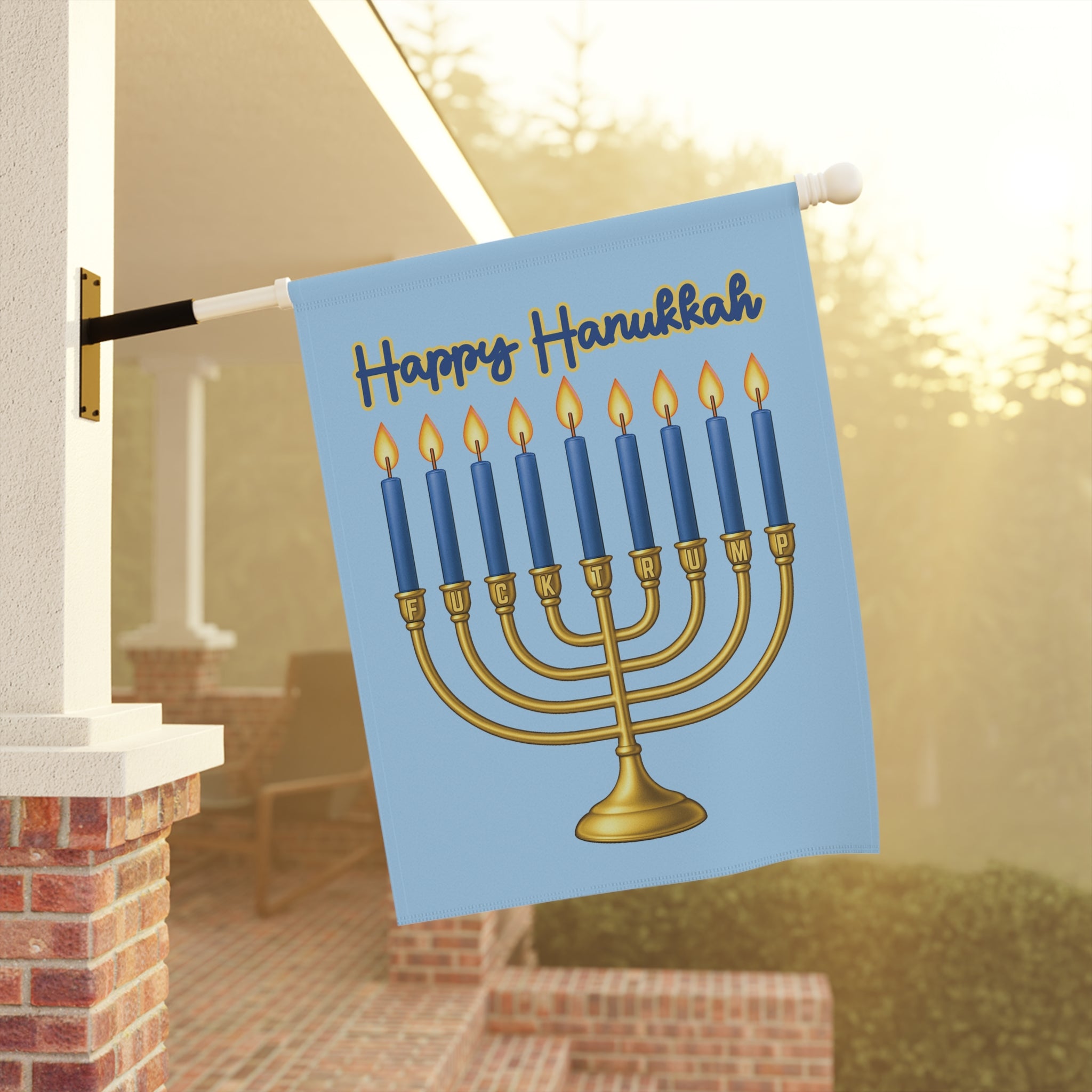 Subtle F*ck Trump Hanukkah Menorah Garden Flag
