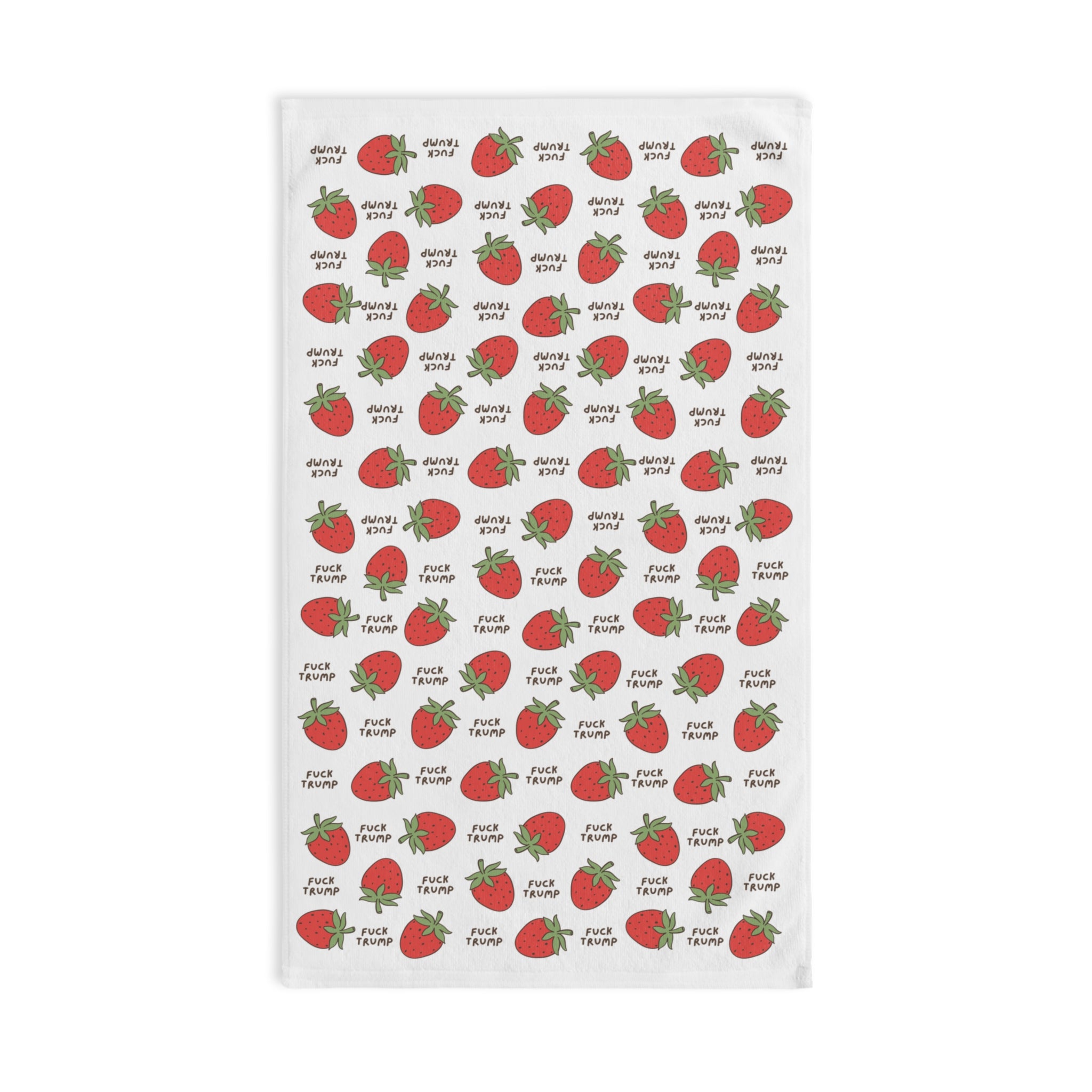Cartoon Strawberry F*ck Trump Hand Towel
