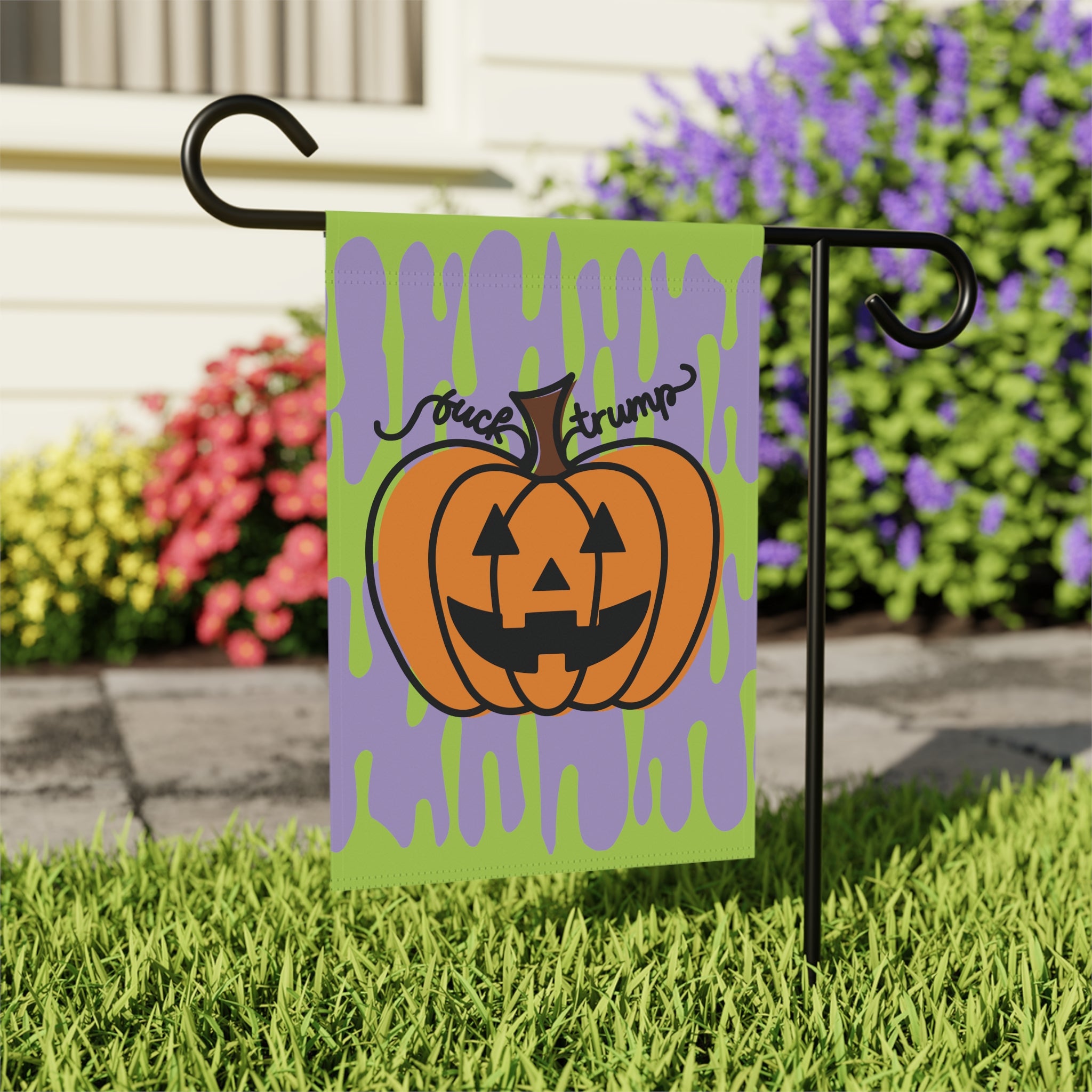F*ck Trump Jack-O-Lantern Slime Garden Flag