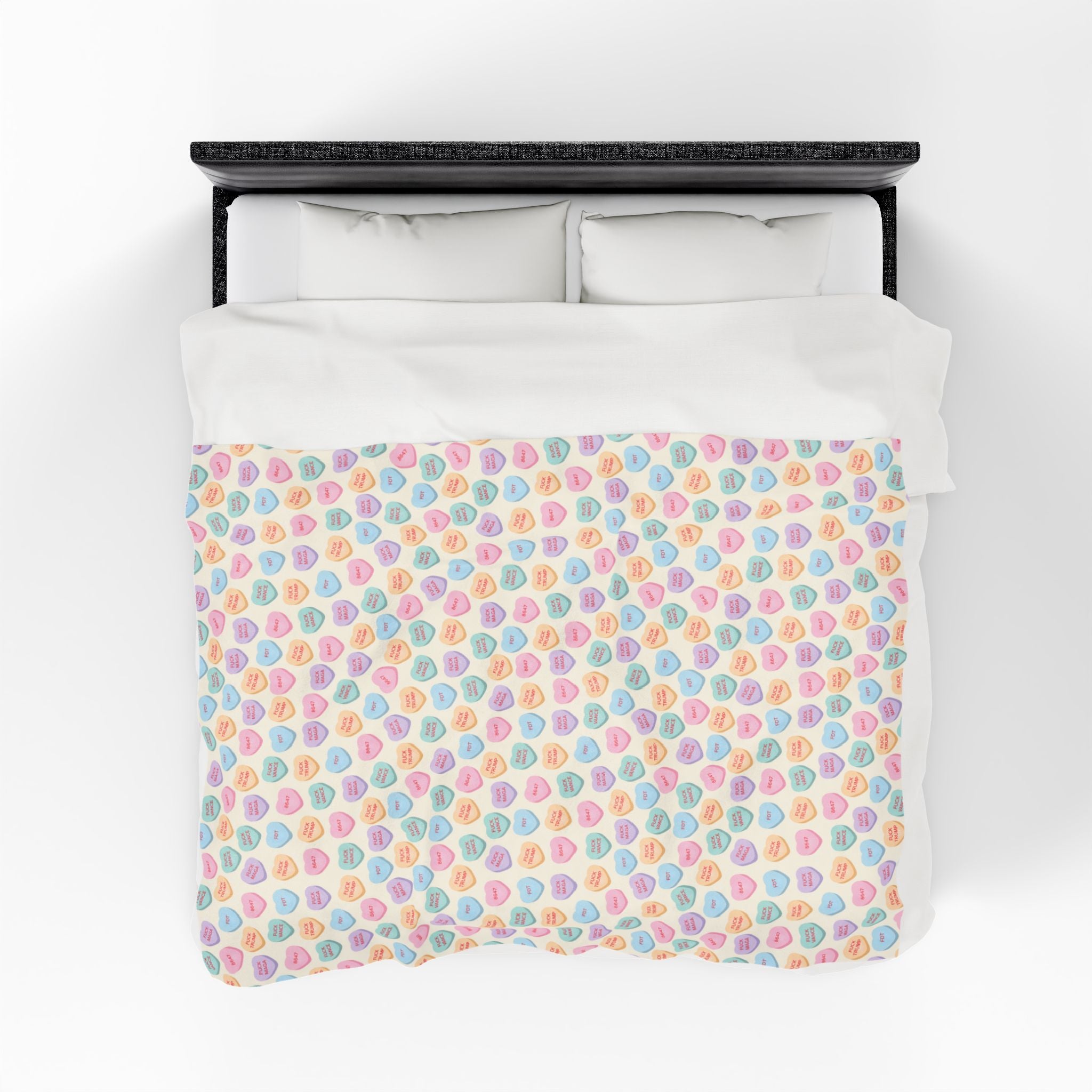 F*ck Trump Conversation Hearts Velveteen Plush Blanket