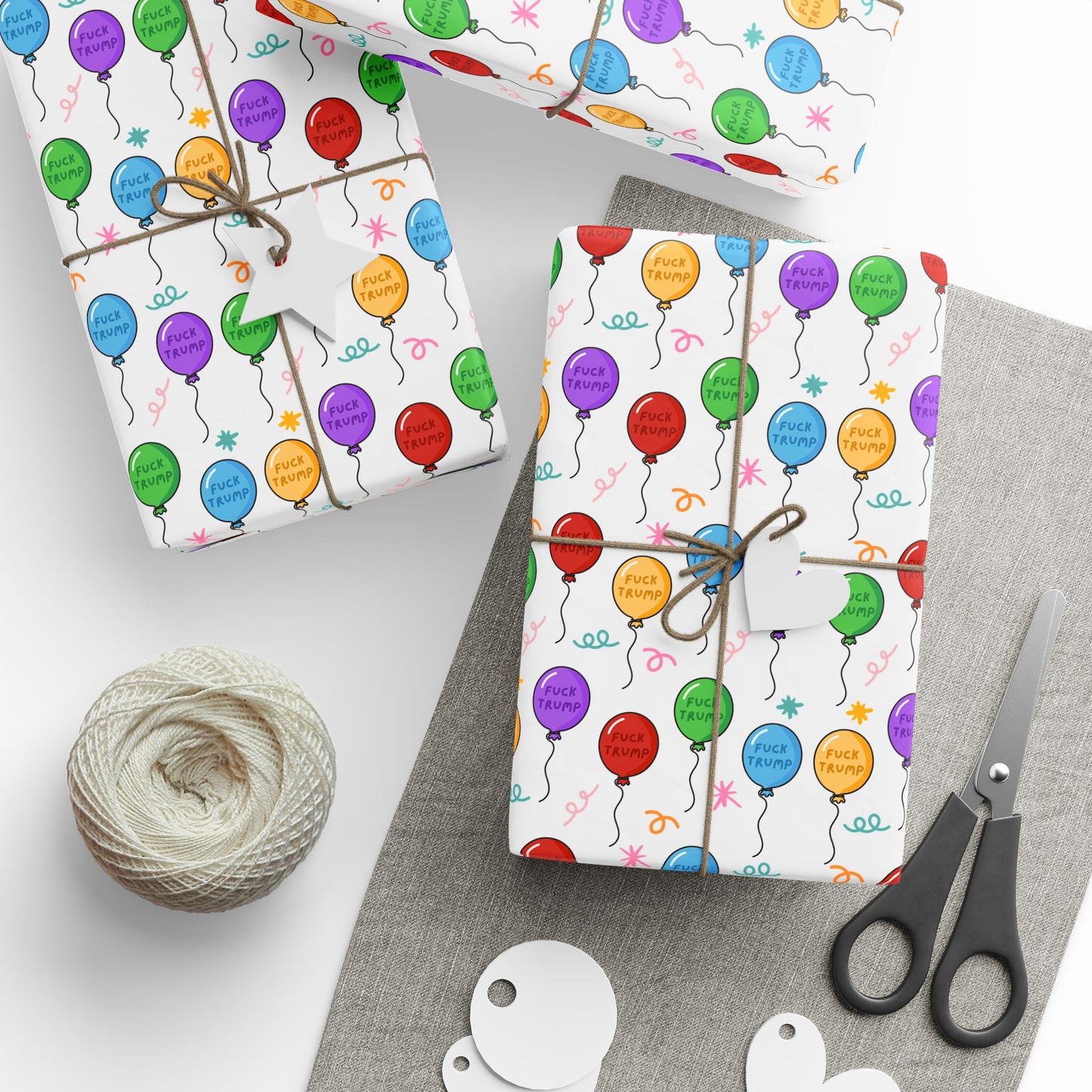 Subtle F*ck Trump Happy Birthday Balloon Gift Wrap Paper