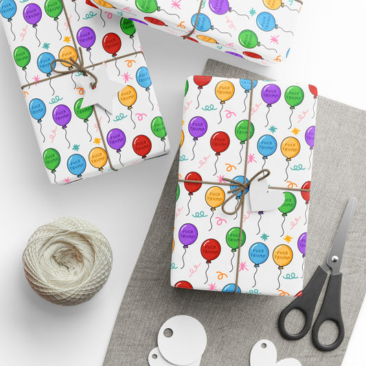 Subtle F*ck Trump Happy Birthday Balloon Gift Wrap Paper