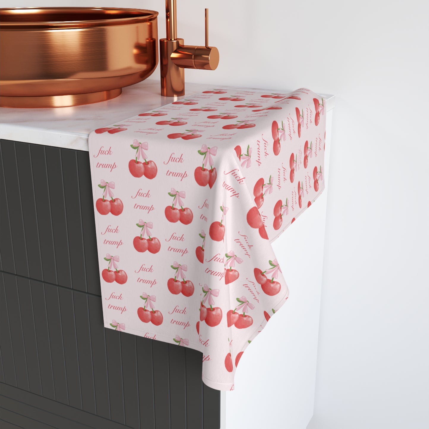 Coquette Cherry F*ck Trump Hand Towel