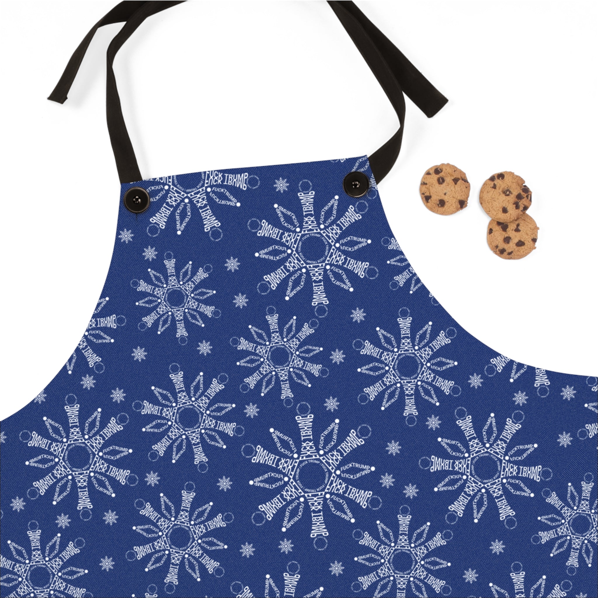 Subtle F*ck Trump Blue Winter Snowflakes Cooking Apron
