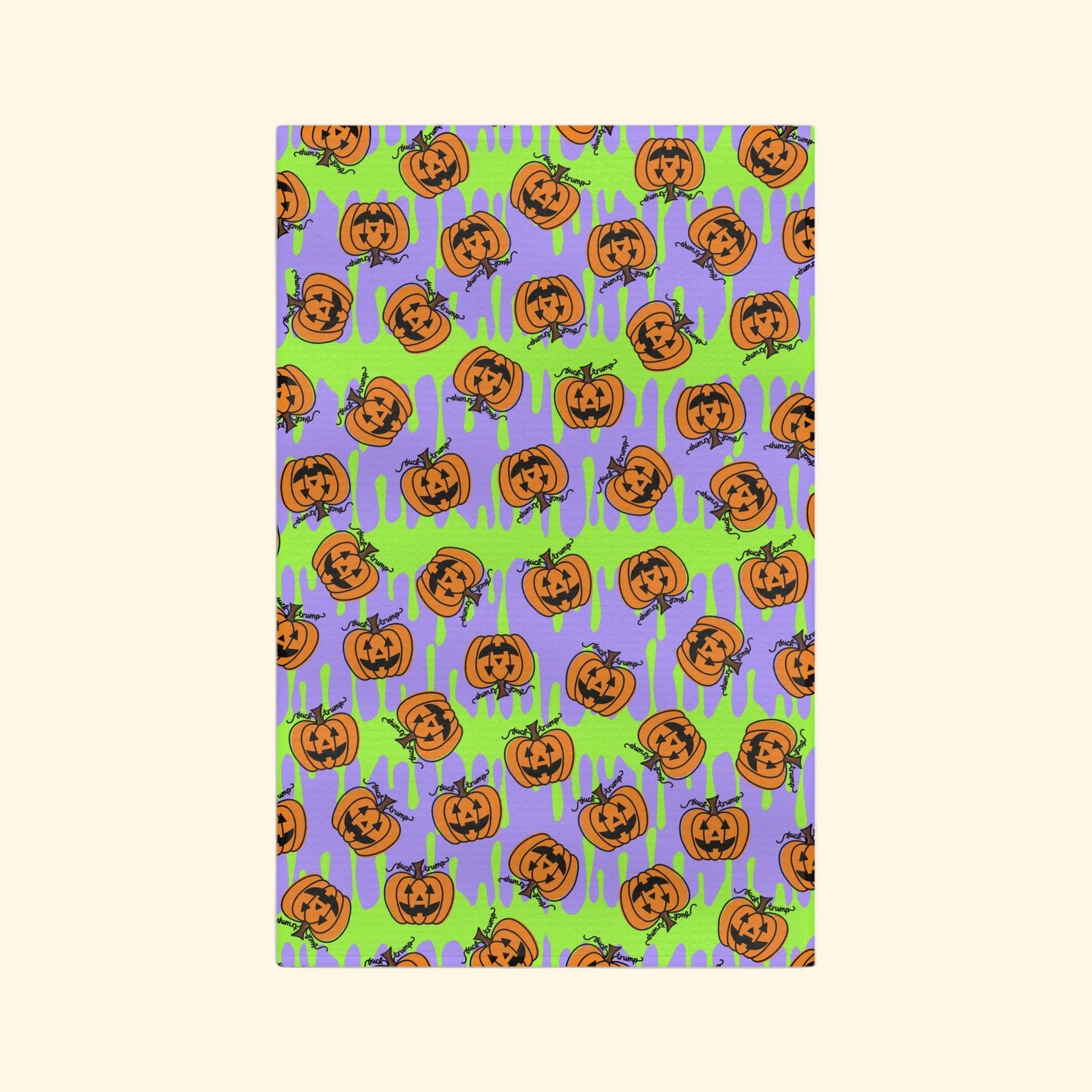 F*ck Trump Jack-O-Lantern Slime Waffle Weave Kitchen Towel
