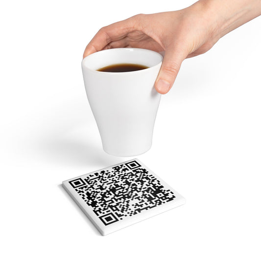 Trump and Epstein Besties QR Code Ceramic Coaster