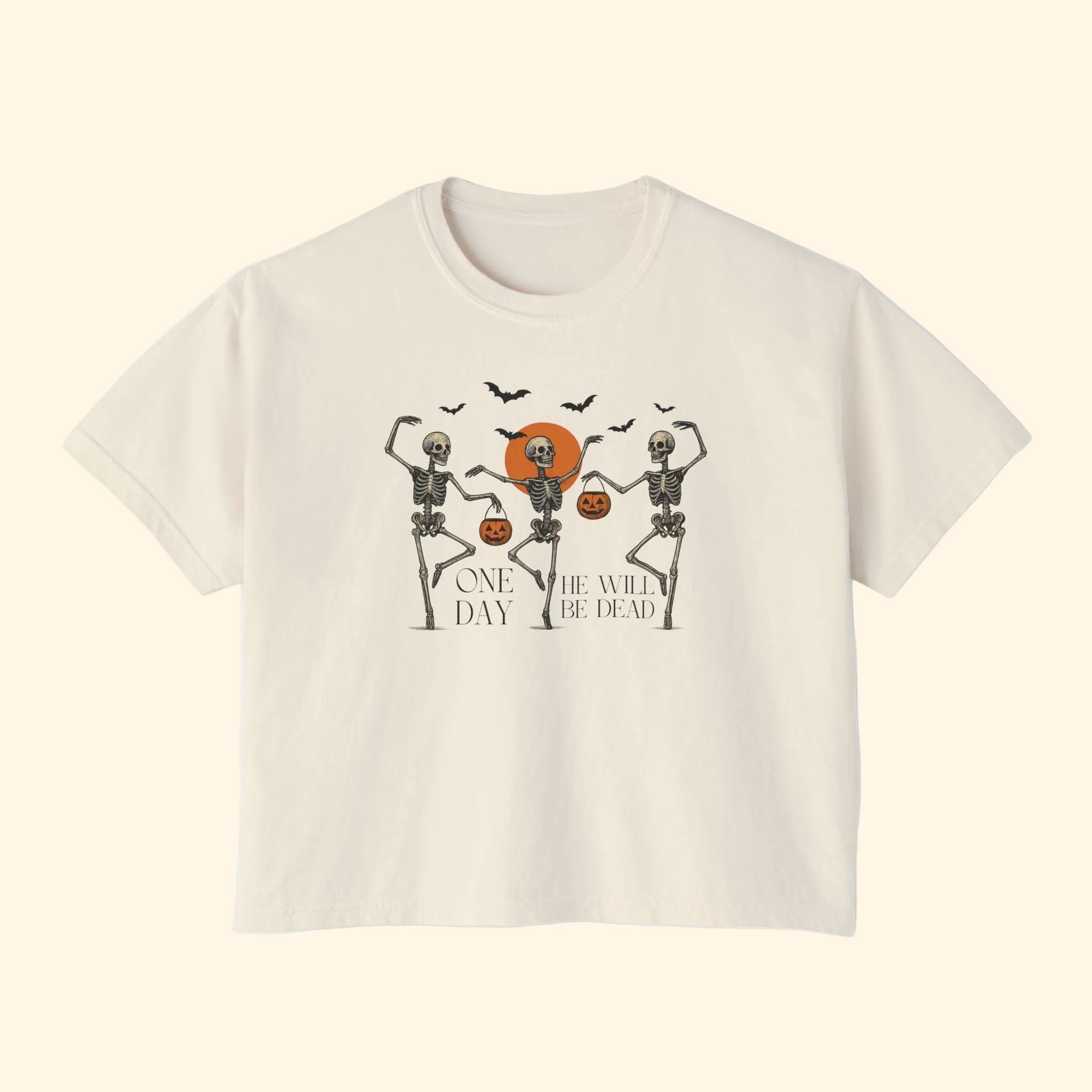 One Day He'll Be Dead Skeleton Boxy Crop T-Shirt