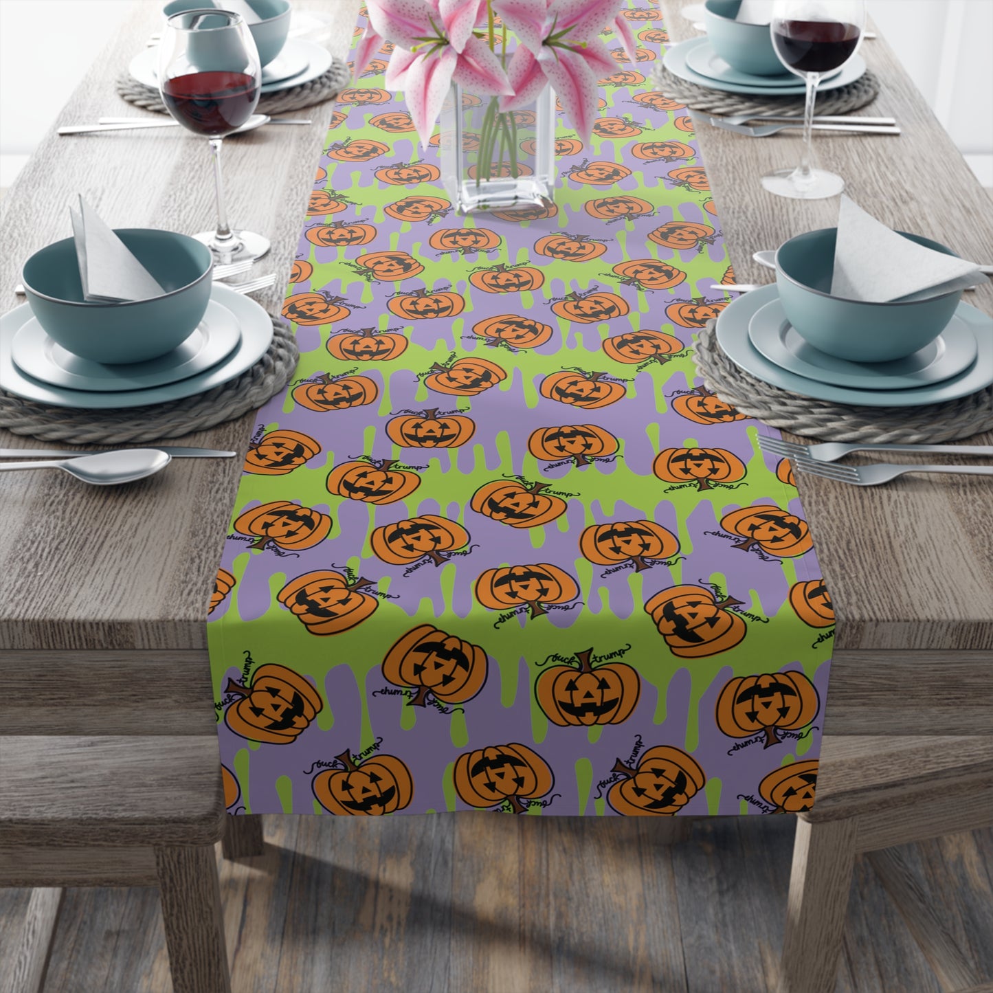 Subtle F*ck Trump Halloween Jack-O-Lantern Table Runner