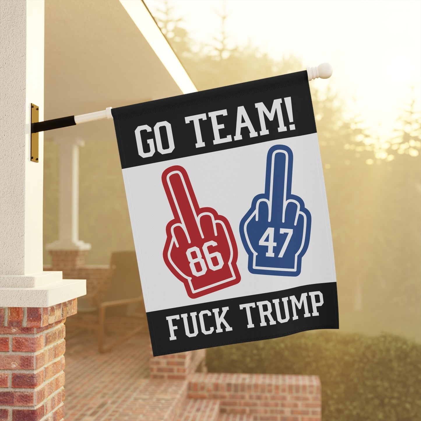 Go Team F*ck Trump Foam Middle Finger Garden Flag