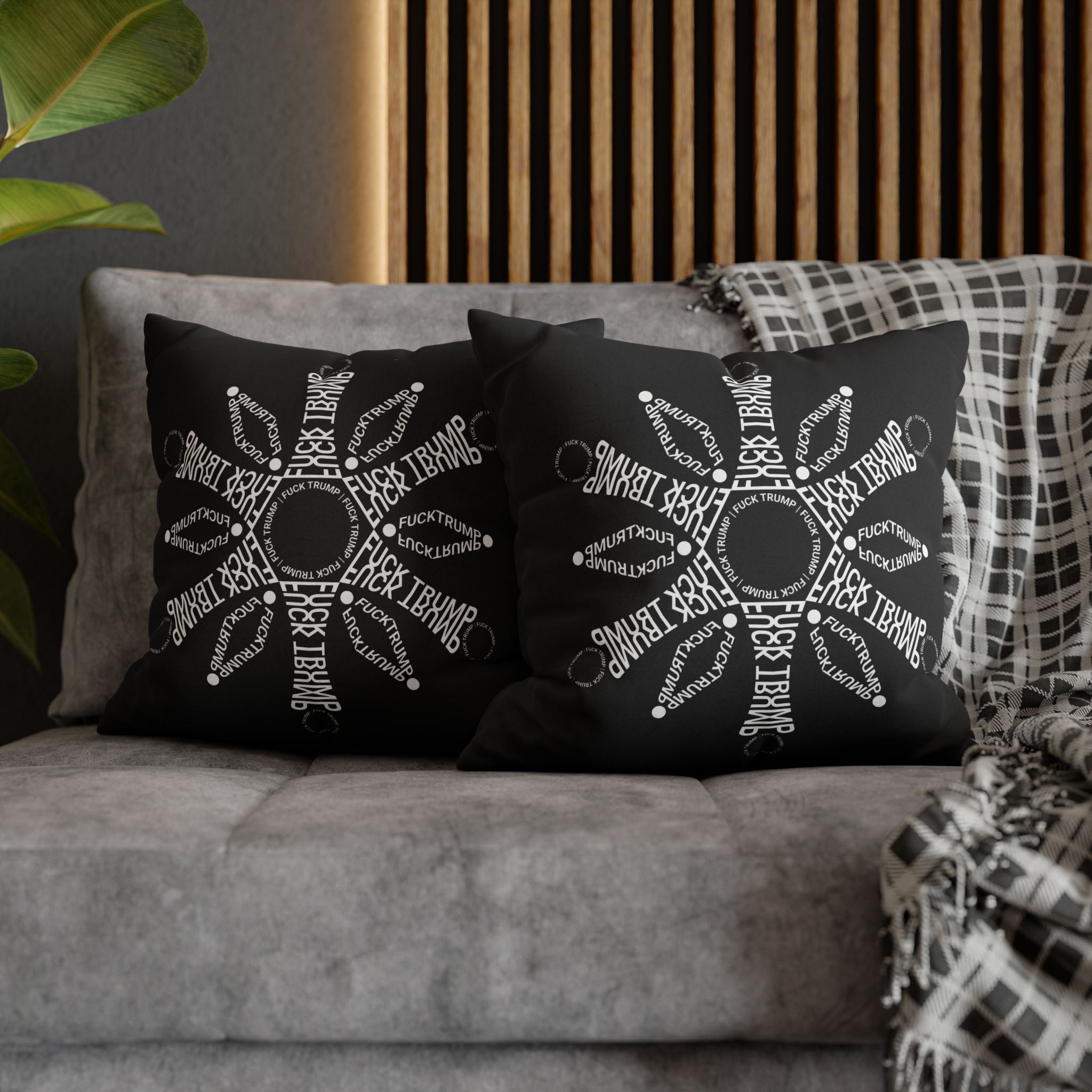 F*ck Trump Winter Snowflake Accent Pillow Cover