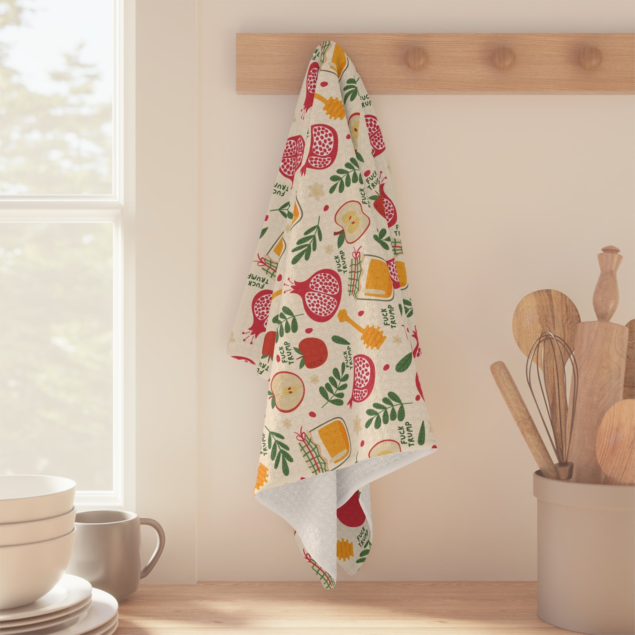 F*ck Trump Rosh Hashanah Waffle Weave Kitchen Towel