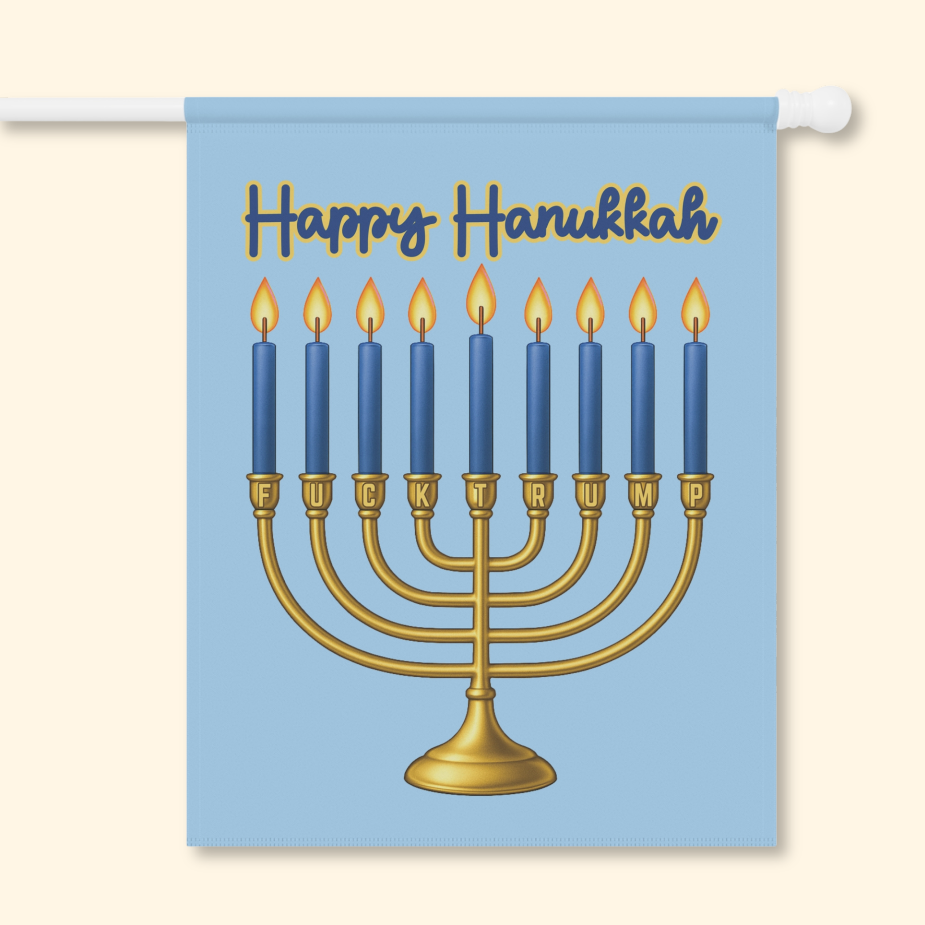 Subtle F*ck Trump Hanukkah Menorah Garden Flag