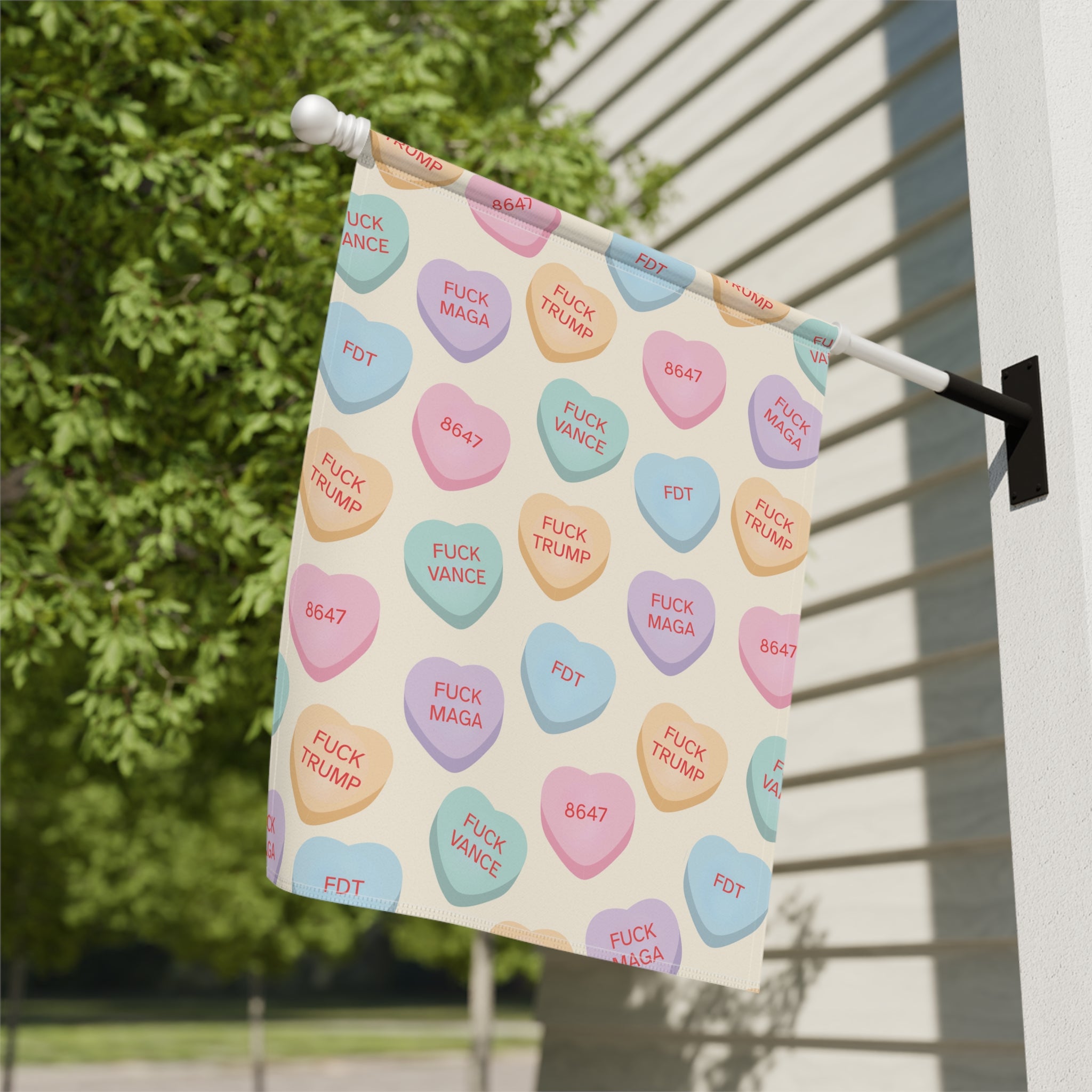 F*ck Trump Candy Heart Valentine's Day Garden Flag