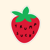 Trump Sucks Strawberry Seeds Die-Cut Sticker