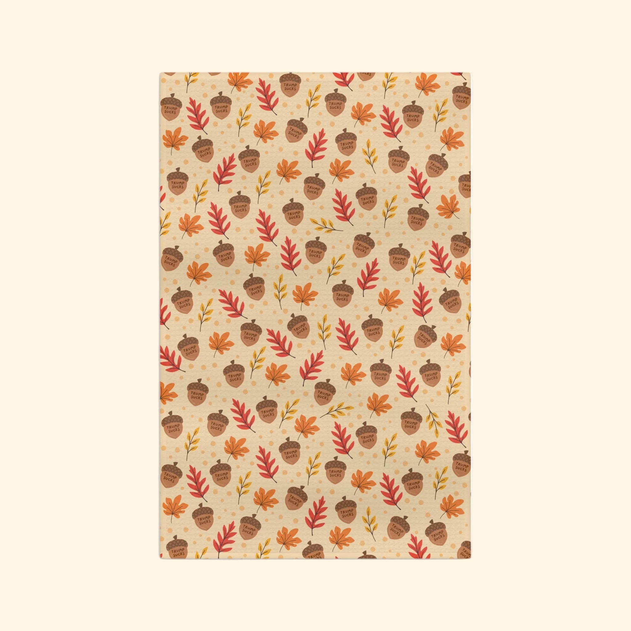F*ck Trump Fall Acorns Waffle Weave Kitchen Towel