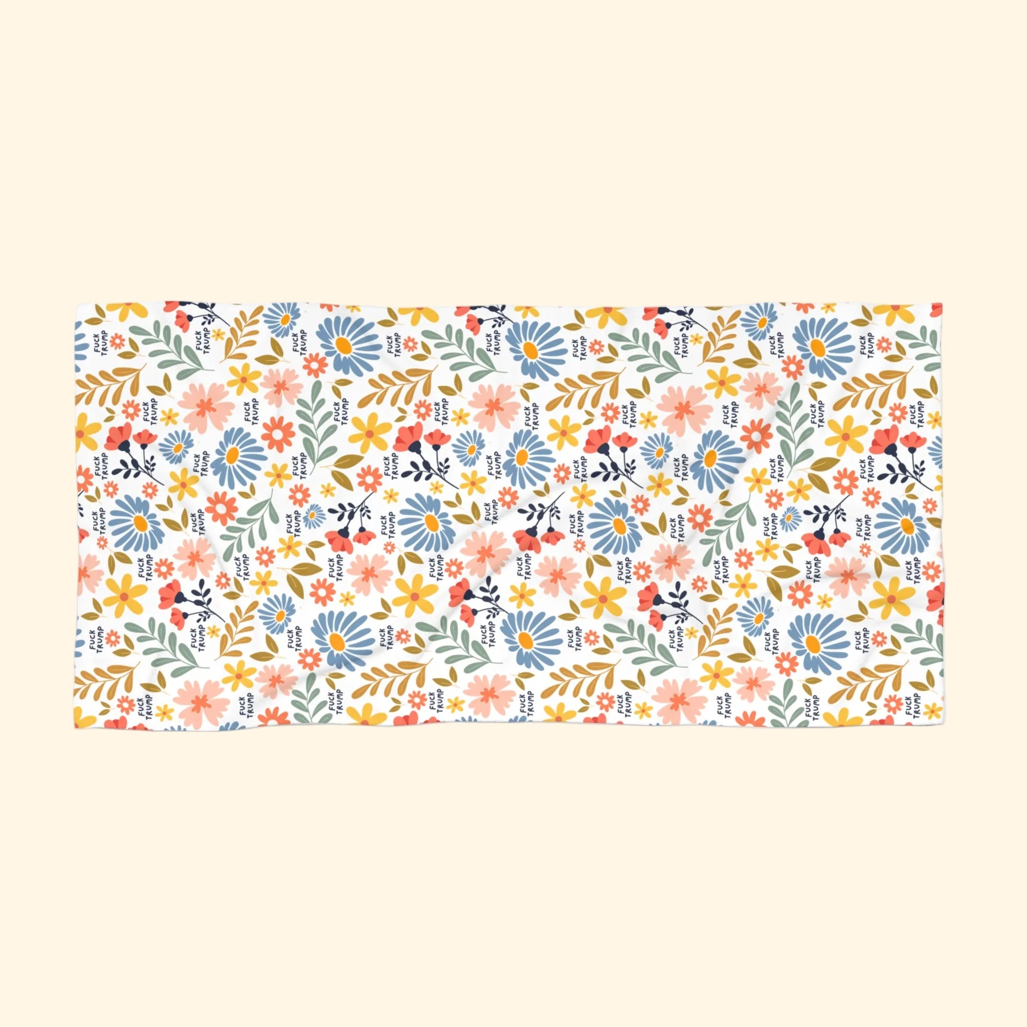 F*ck Trump Retro Flower Beach Towel