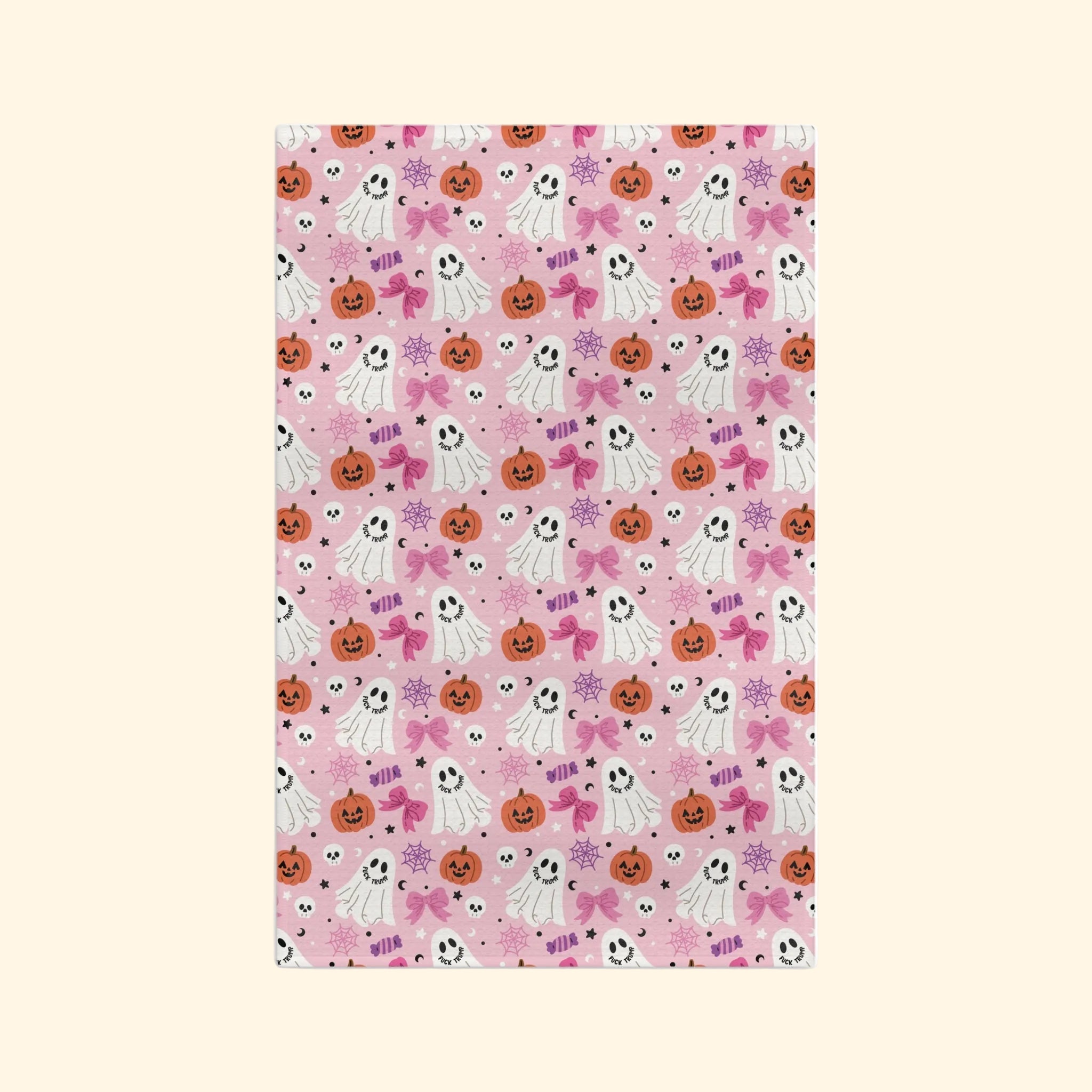 F*ck Trump Pink Halloween Ghosts Waffle Weave Kitchen Towel