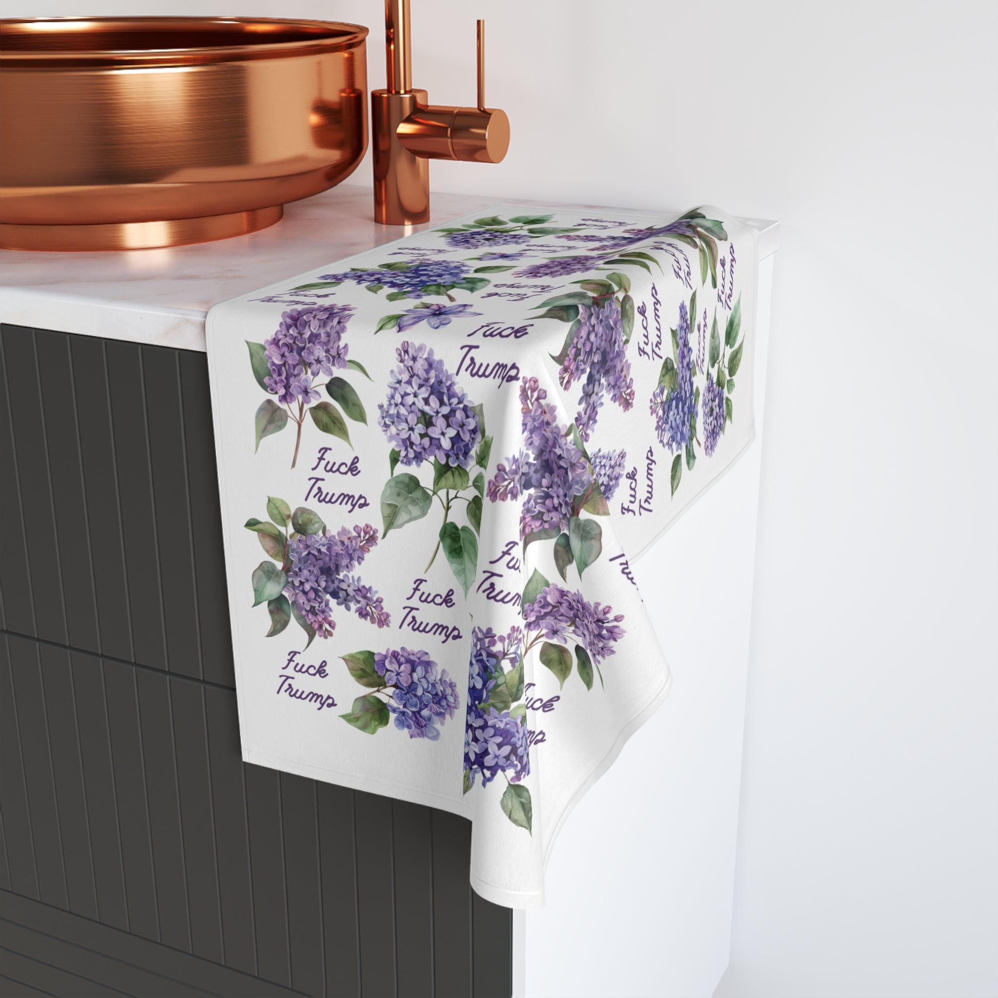 Subtle Lilac F*ck Trump Hand Towel